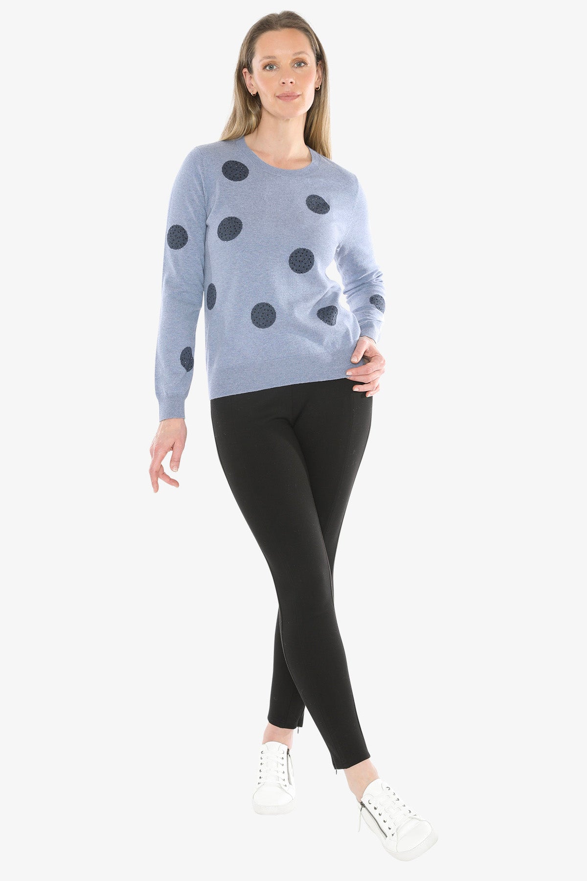 Diamante Spot Pullover in Seaside Marle