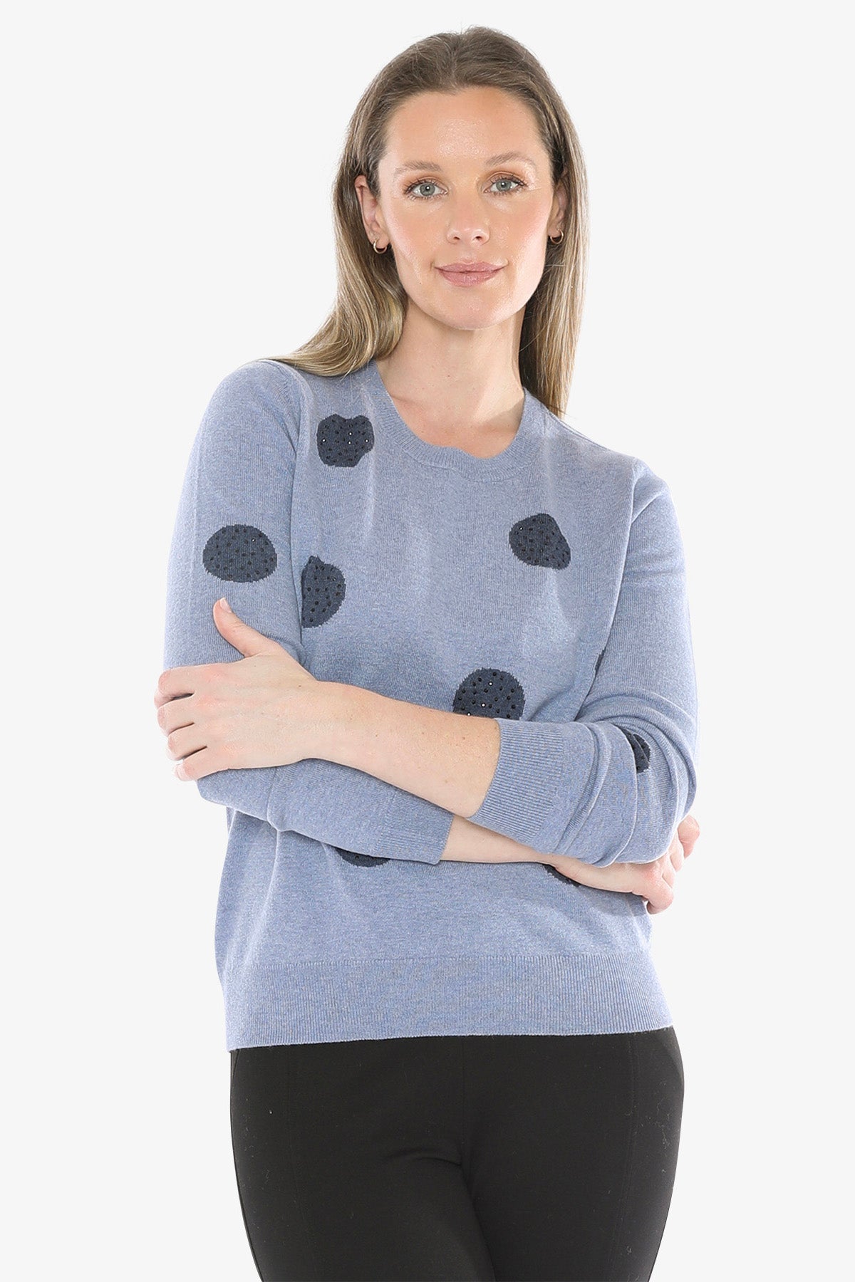 Diamante Spot Pullover in Seaside Marle