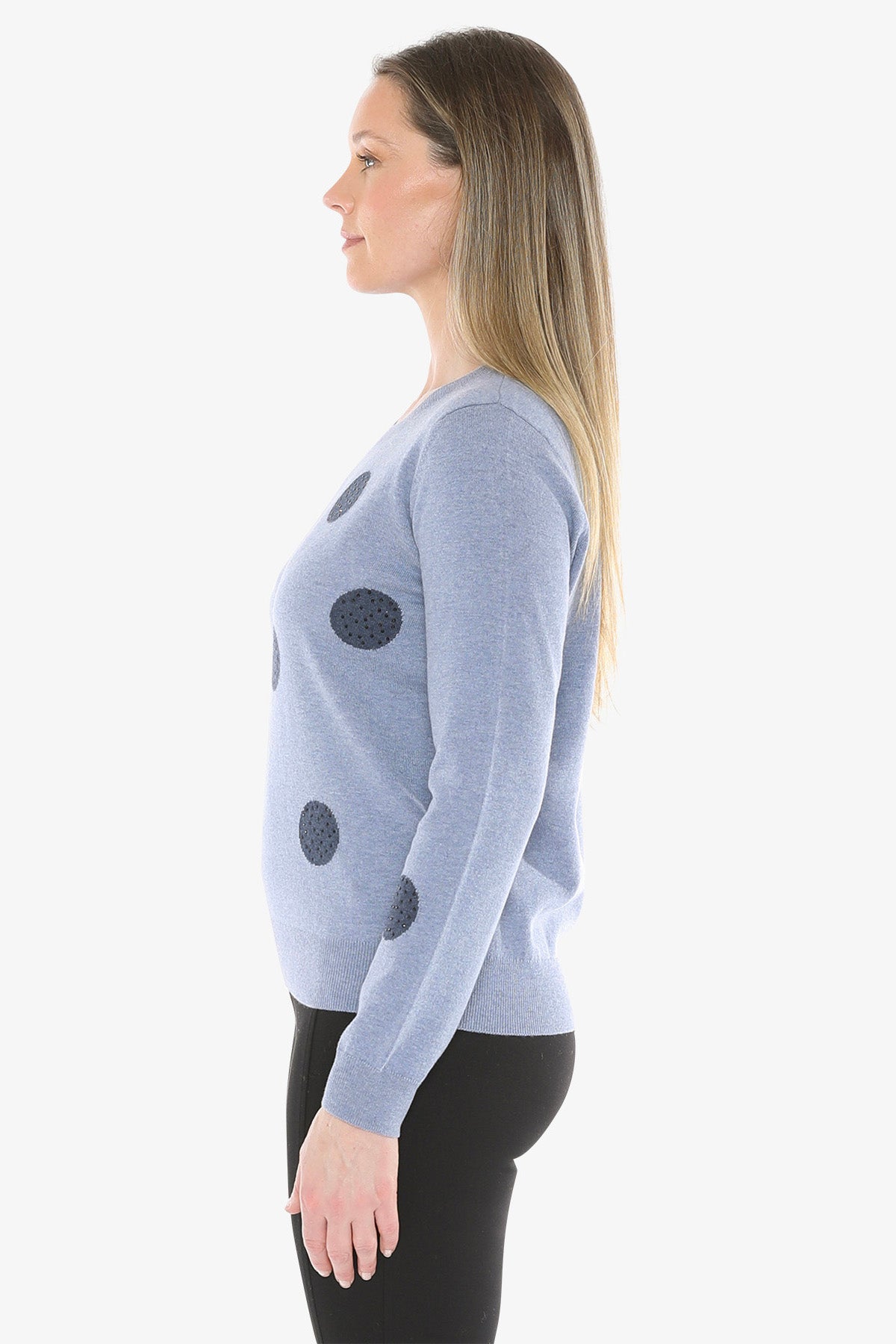 Diamante Spot Pullover in Seaside Marle