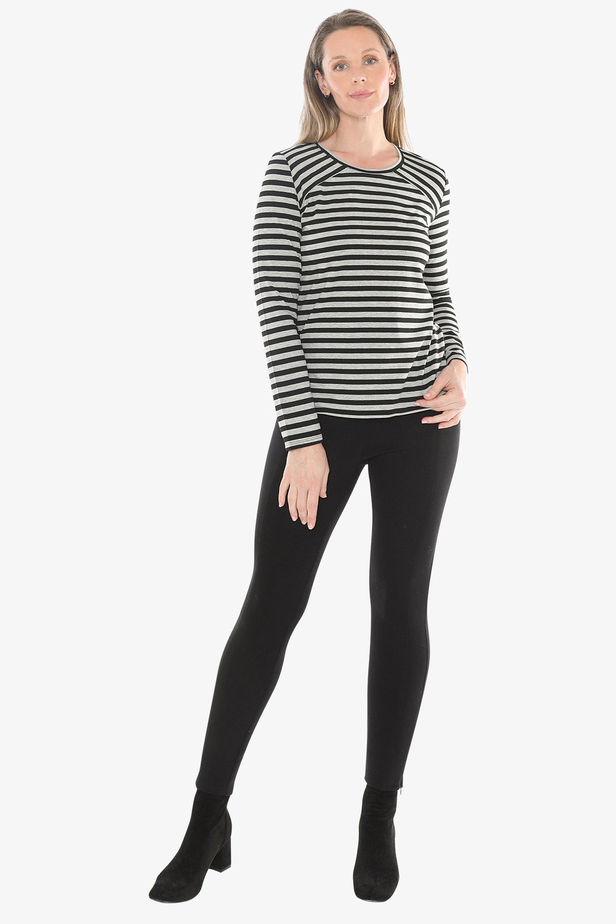 Stripe Crew in Black/Grey