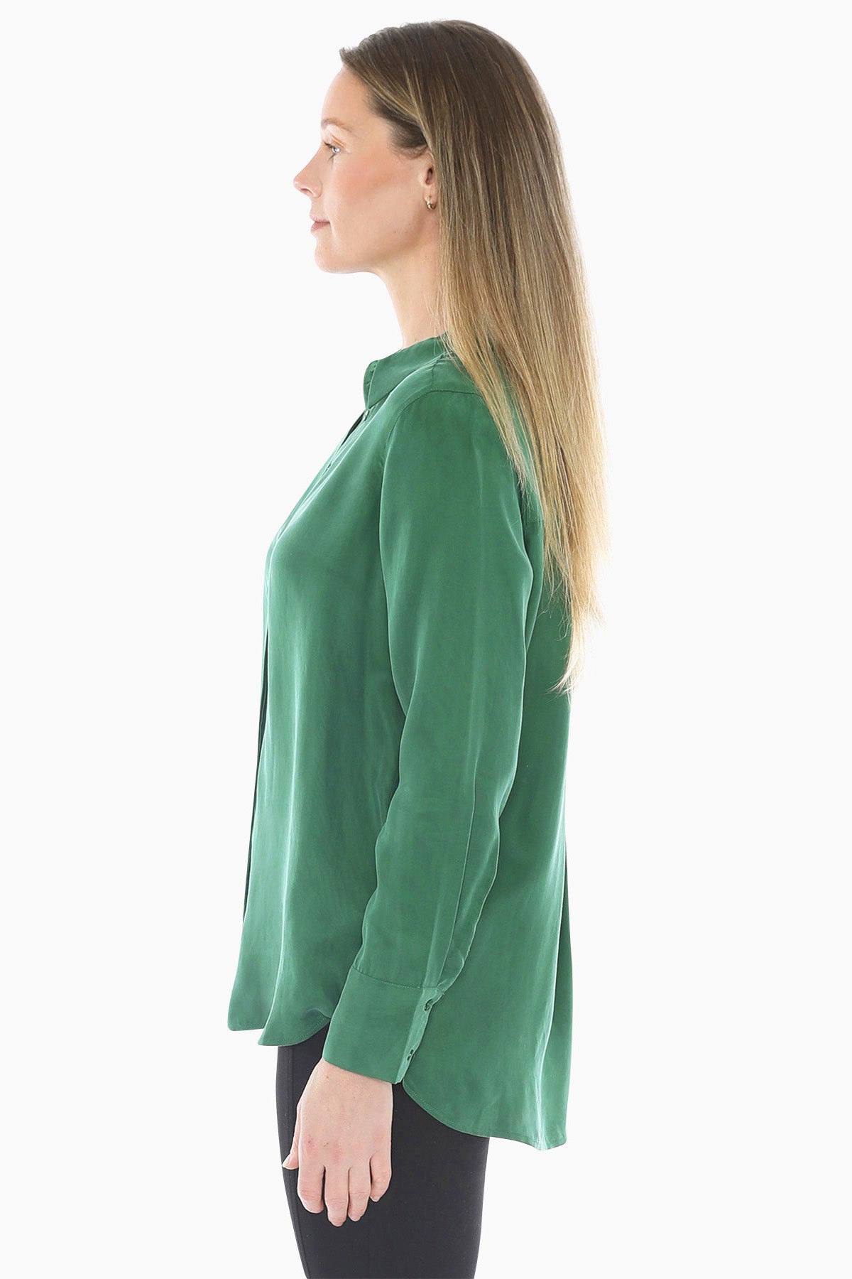 Long Sleeve Cupro Shirt in Kelly Green