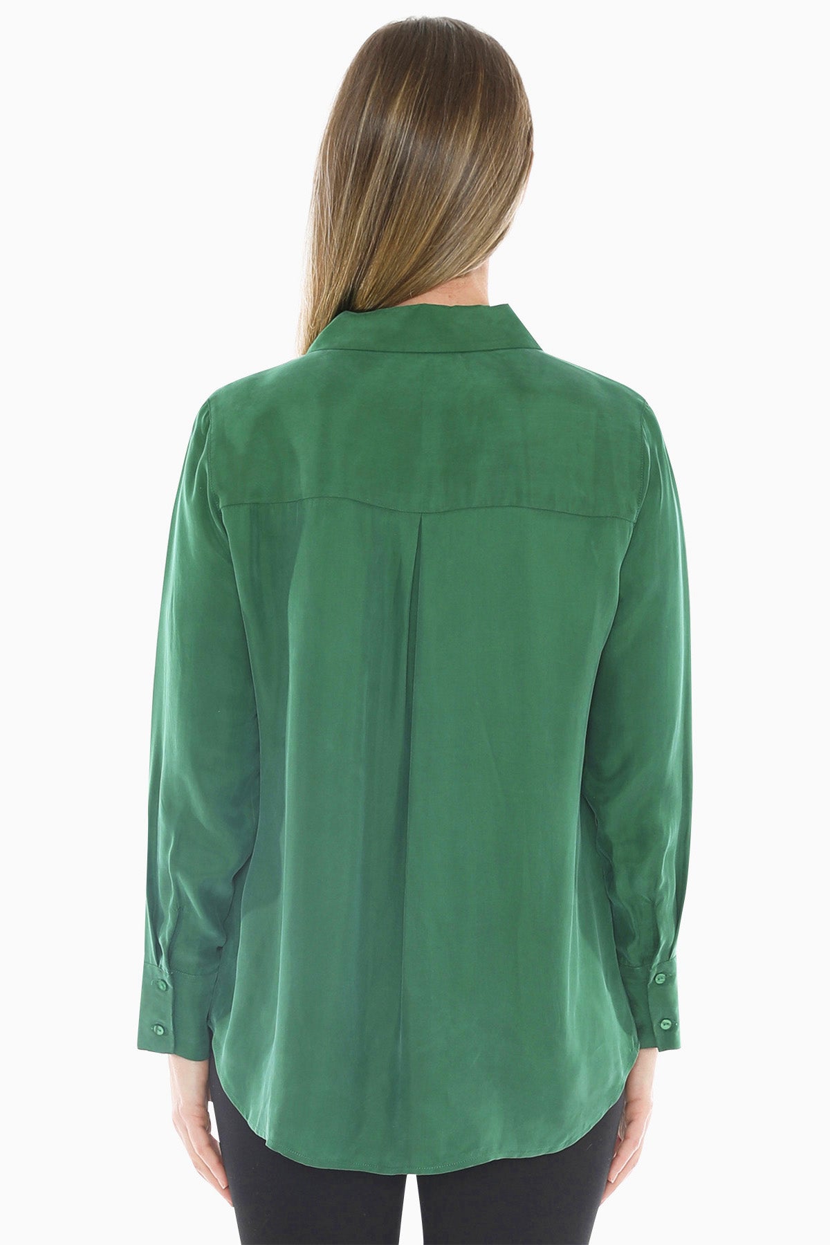Long Sleeve Cupro Shirt in Kelly Green