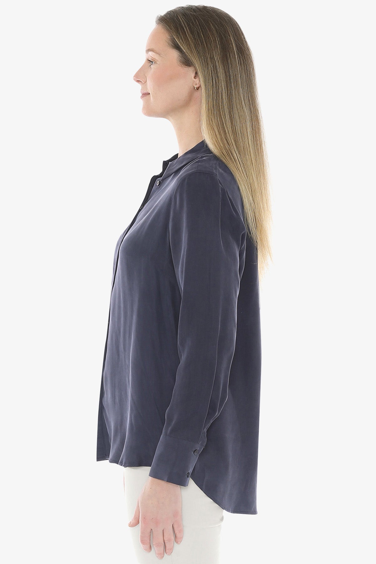 Long Sleeve Cupro Shirt in Midnight