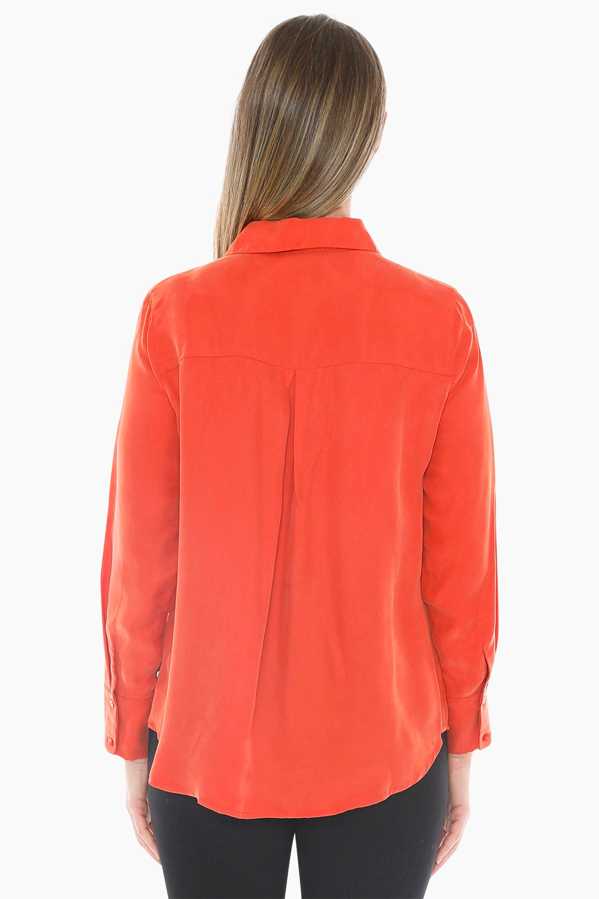 Long Sleeve Cupro Shirt in Nectarine