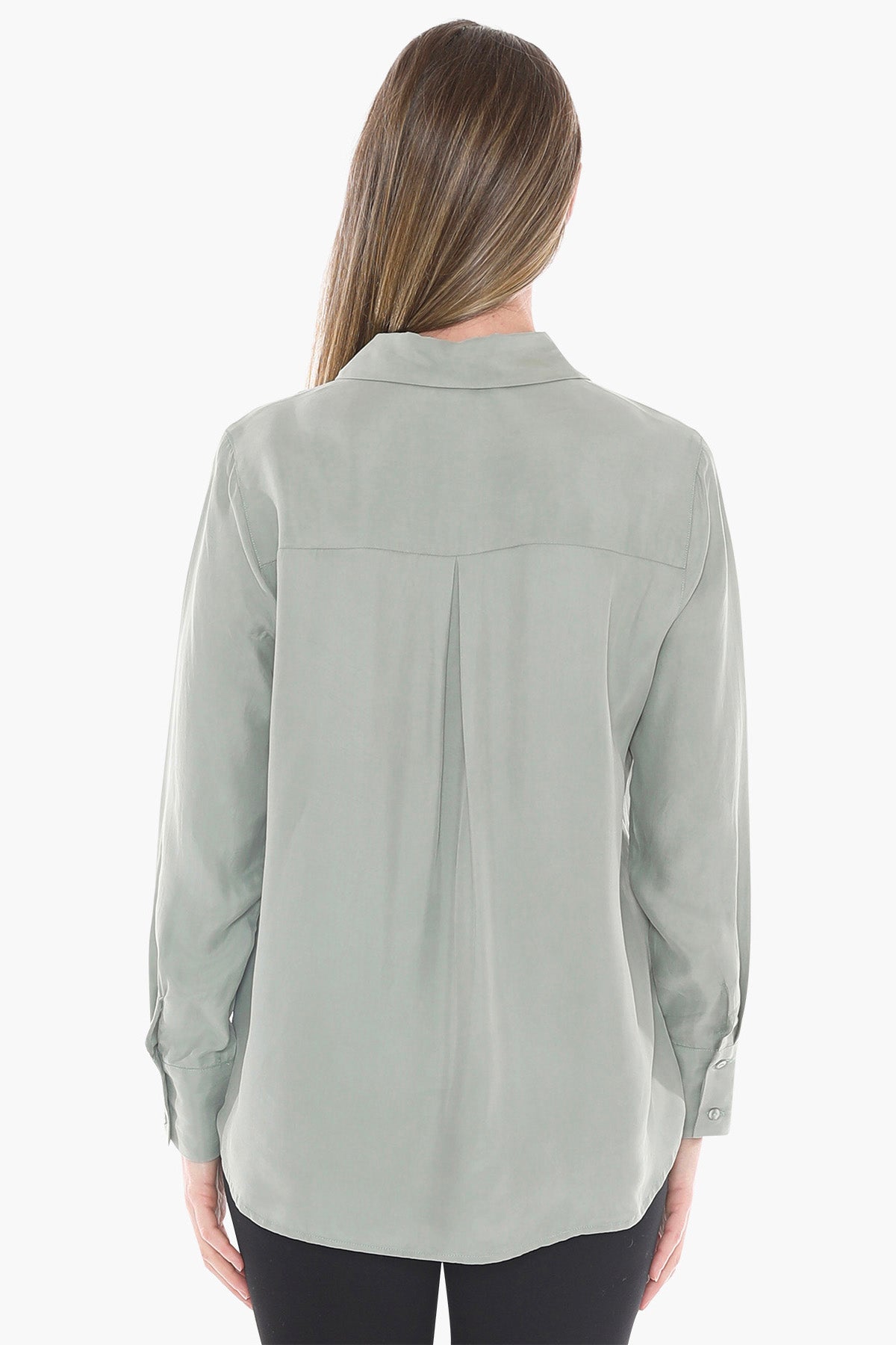 Long Sleeve Cupro Shirt in Sage