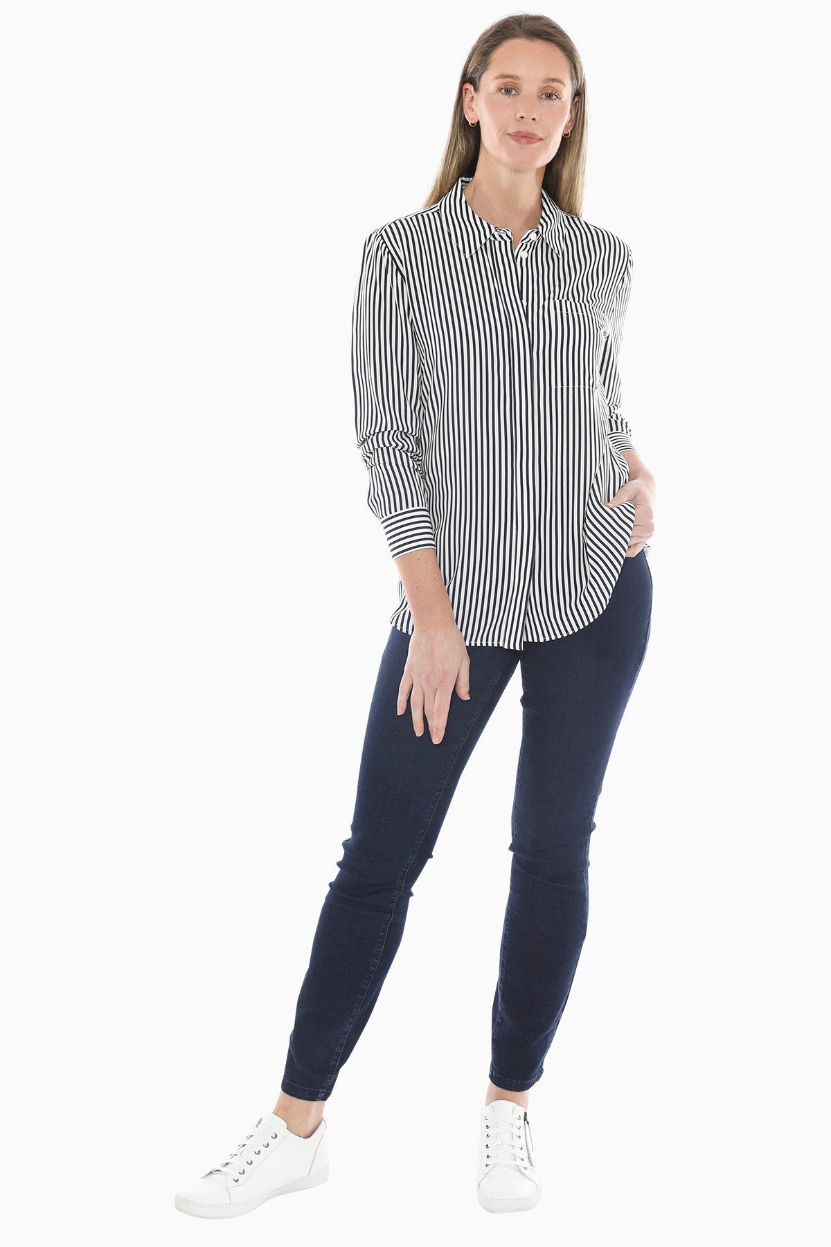 Mono Stripe Shirt in Ink/Ivory