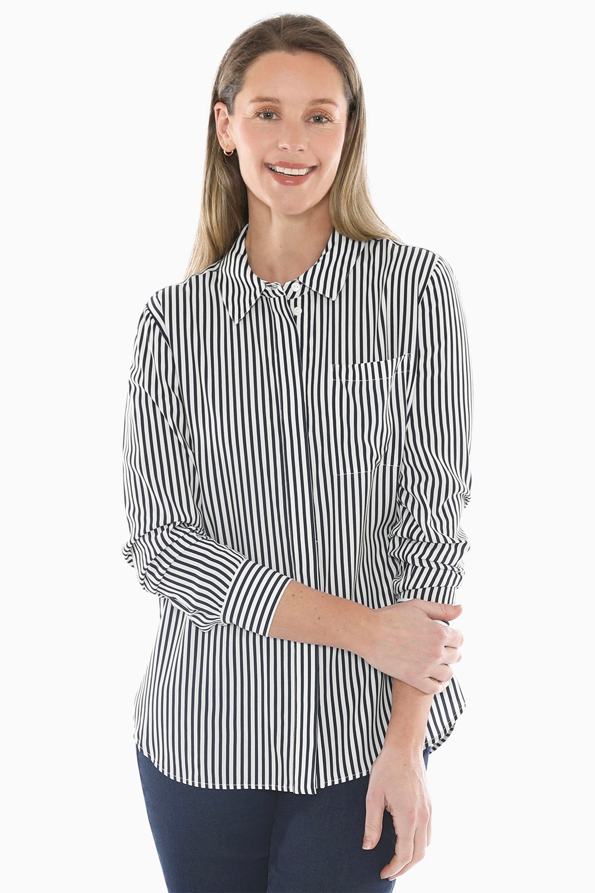 Mono Stripe Shirt in Ink/Ivory