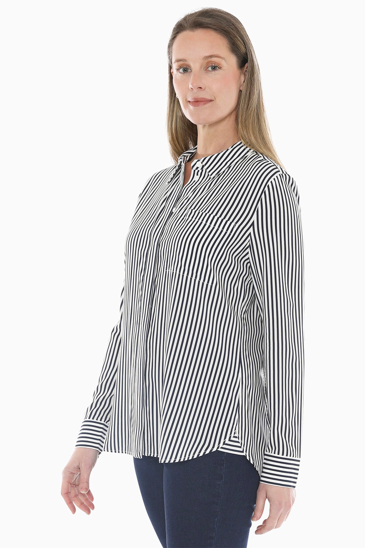 Mono Stripe Shirt in Ink/Ivory