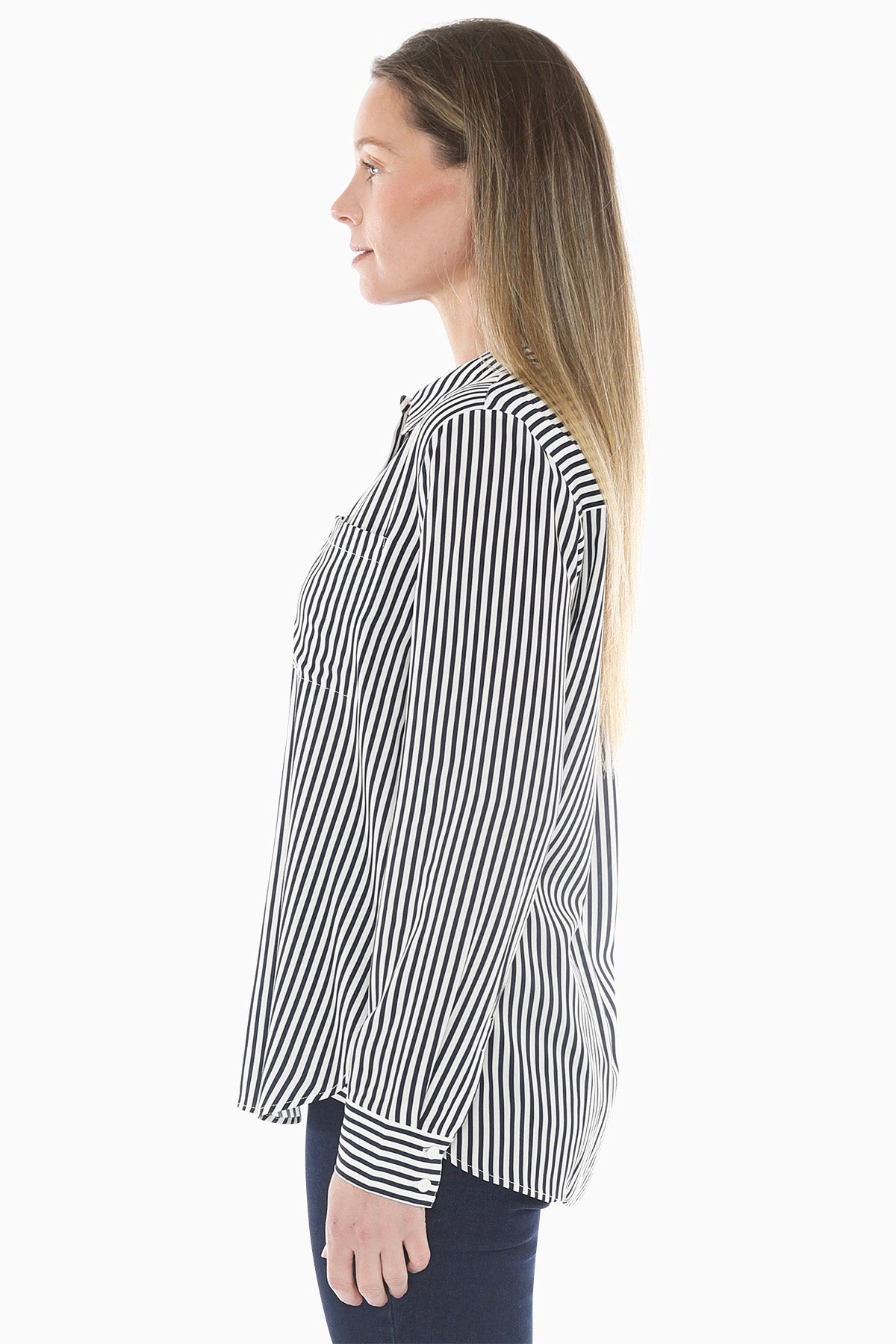 Mono Stripe Shirt in Ink/Ivory