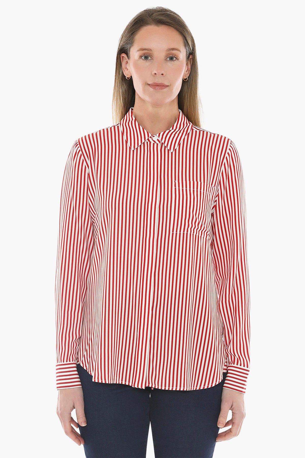 Mono Stripe Shirt in Poppy/Ivory