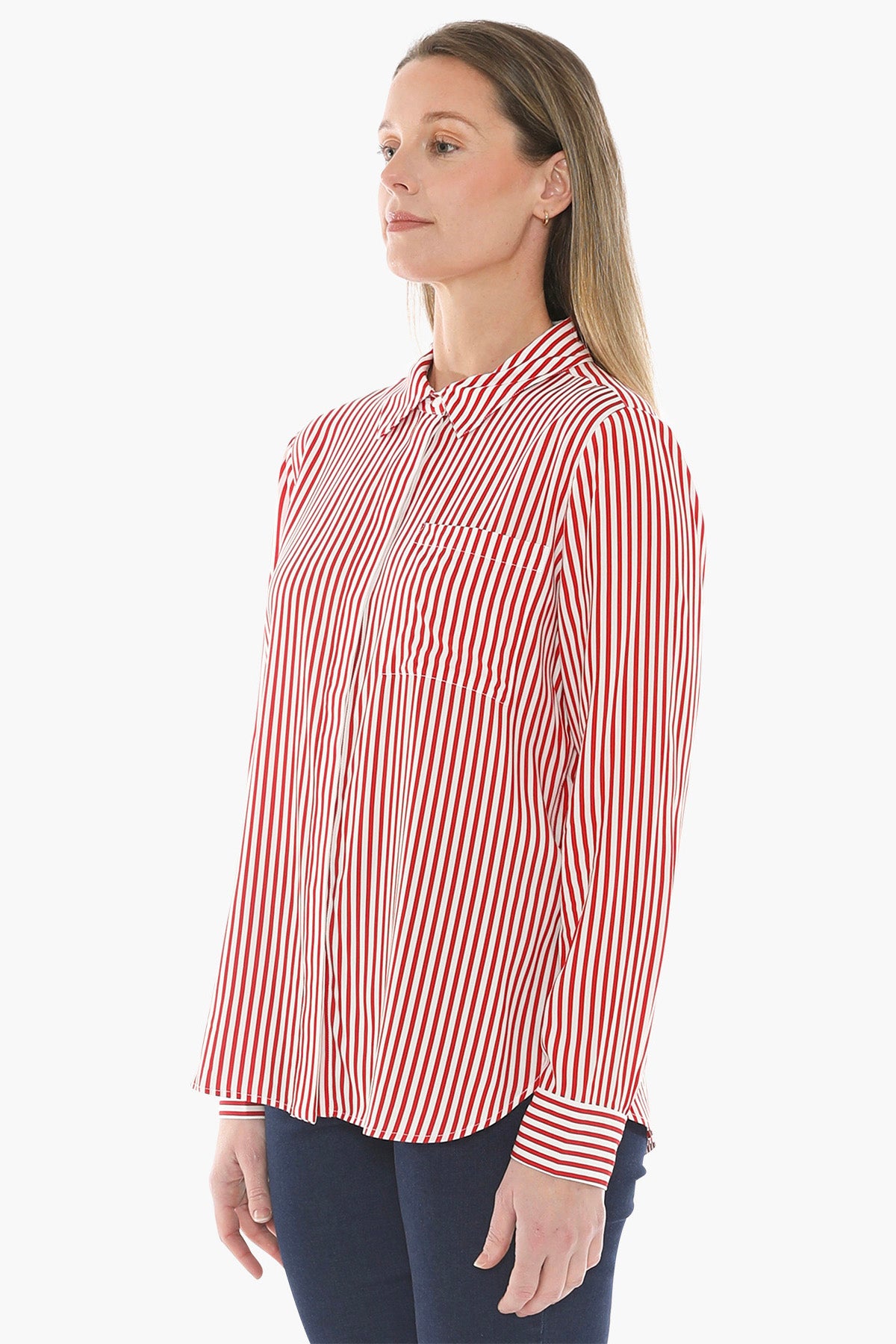 Mono Stripe Shirt in Poppy/Ivory