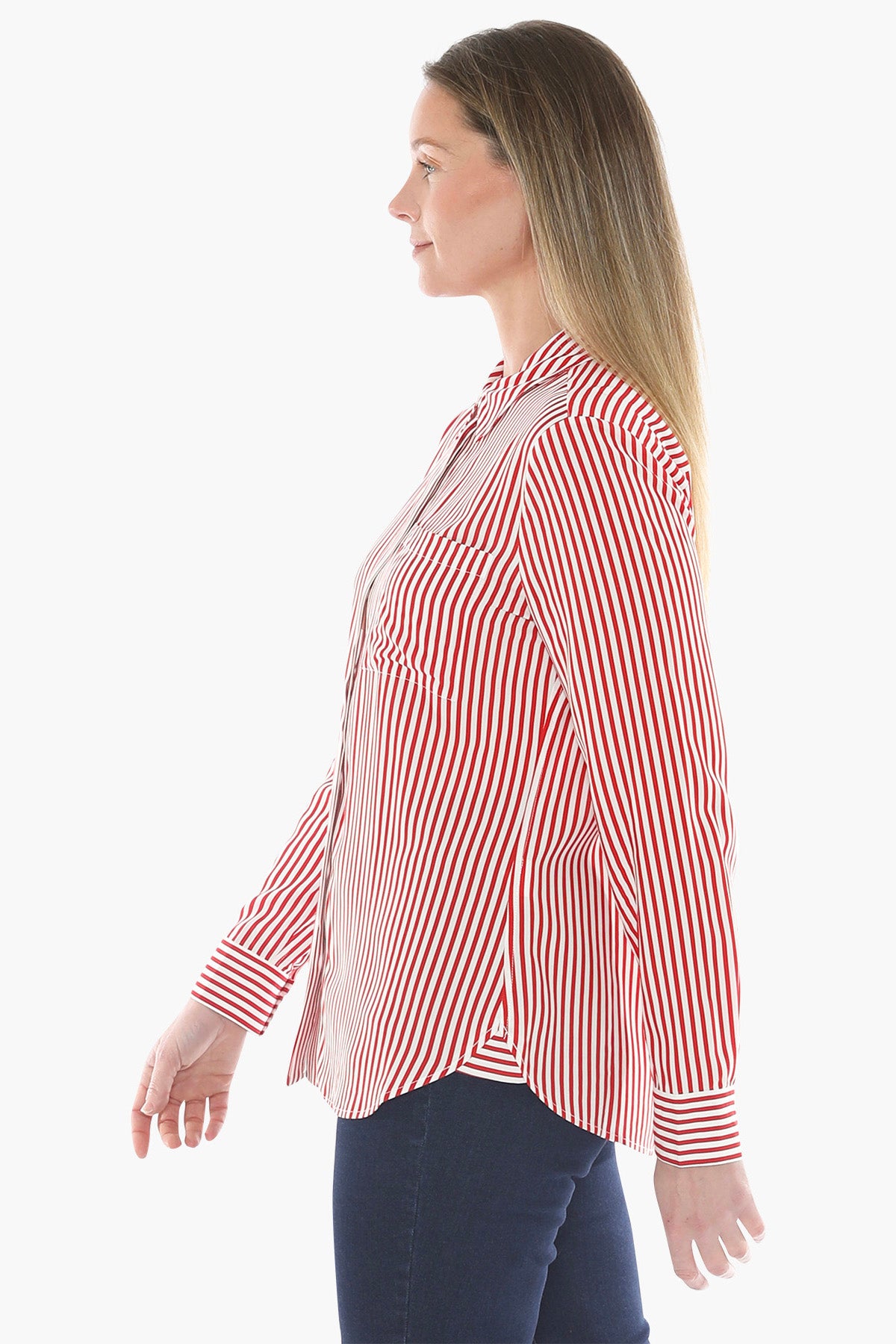 Mono Stripe Shirt in Poppy/Ivory