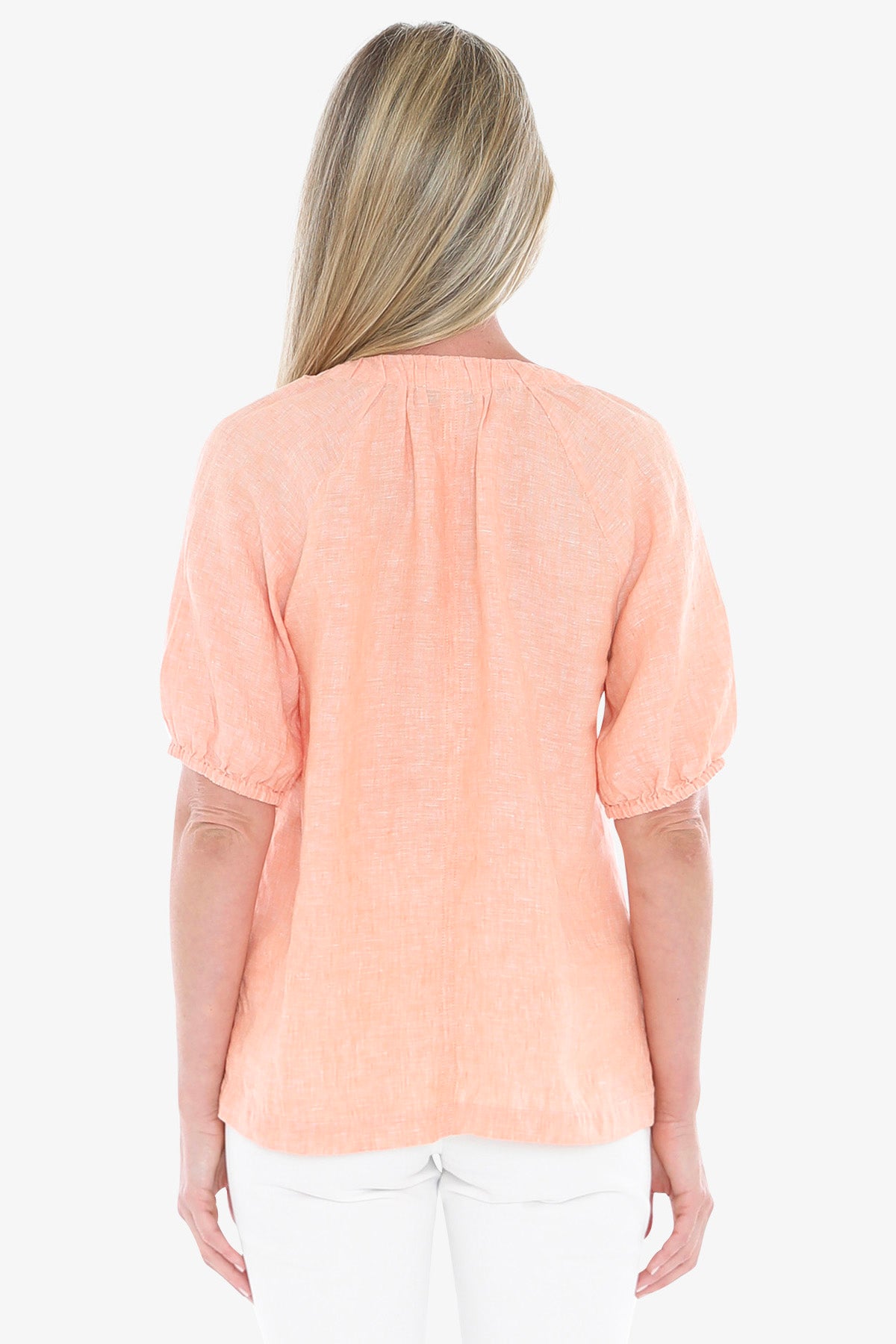 Womens Gather V Neck Top Orange 596j3002a