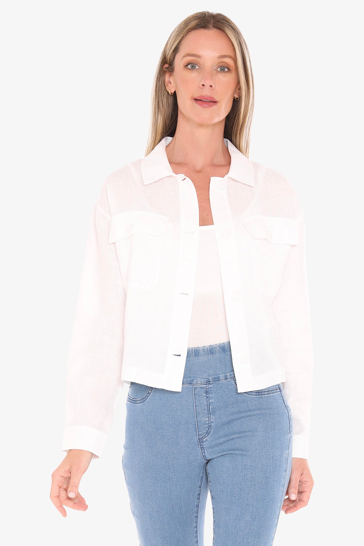 Womens Boxy Jacket White 596j4016a