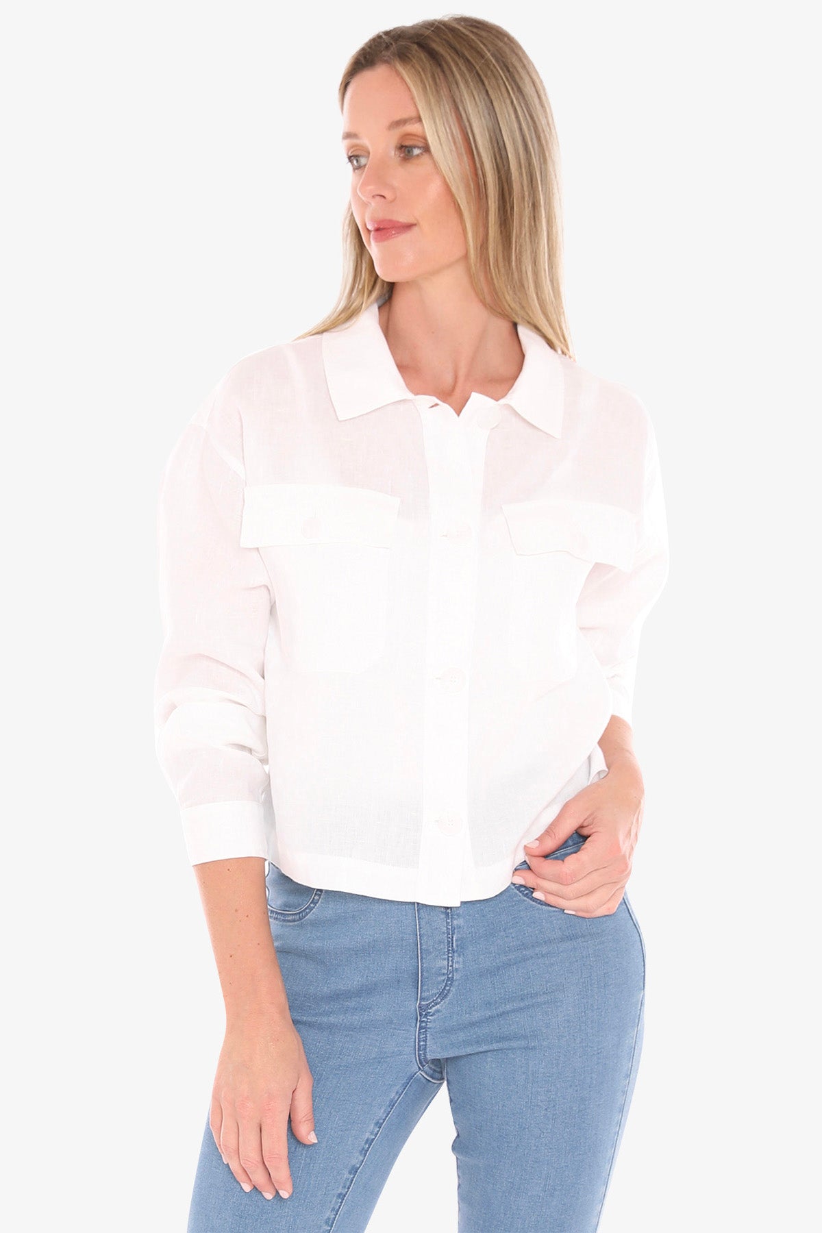 Womens Boxy Jacket White 596j4016a
