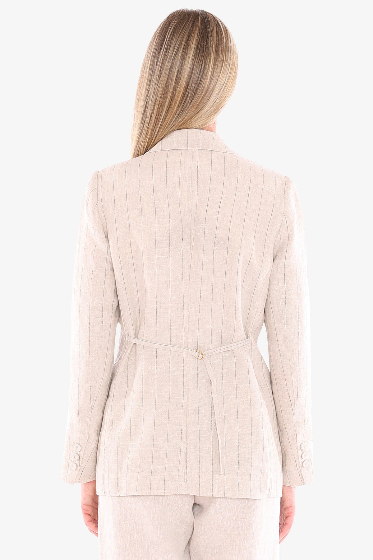 Womens Pinstripe Jacket Natural 596j4118a