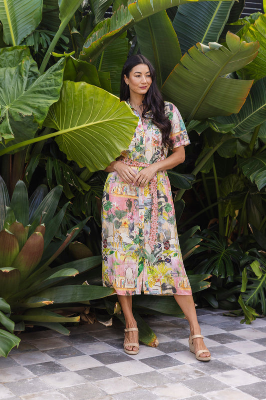 Womens Tiger Island Tie Dress Multicolor 596j5008a