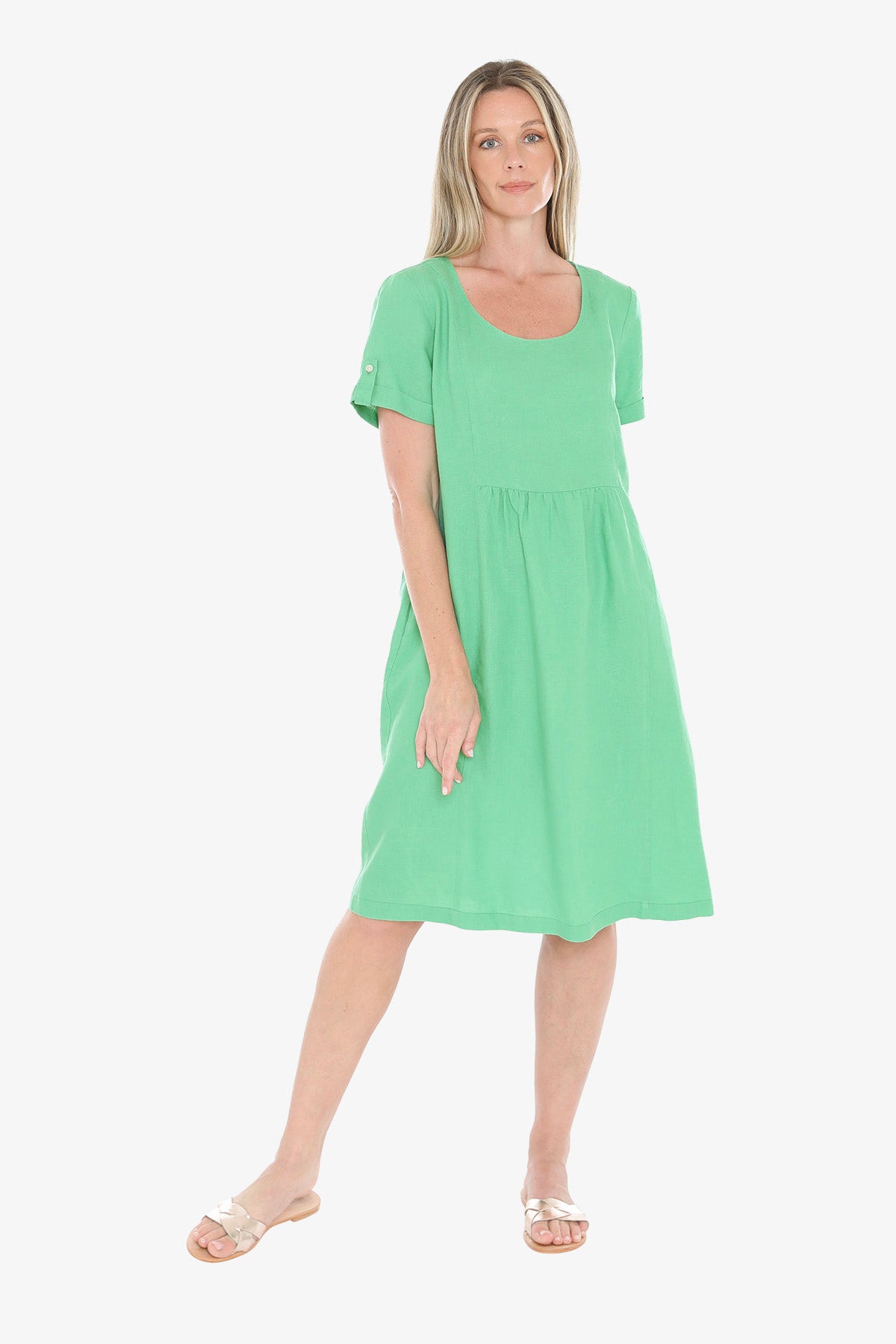 Womens Gather Waist Dress Green 596j5097a