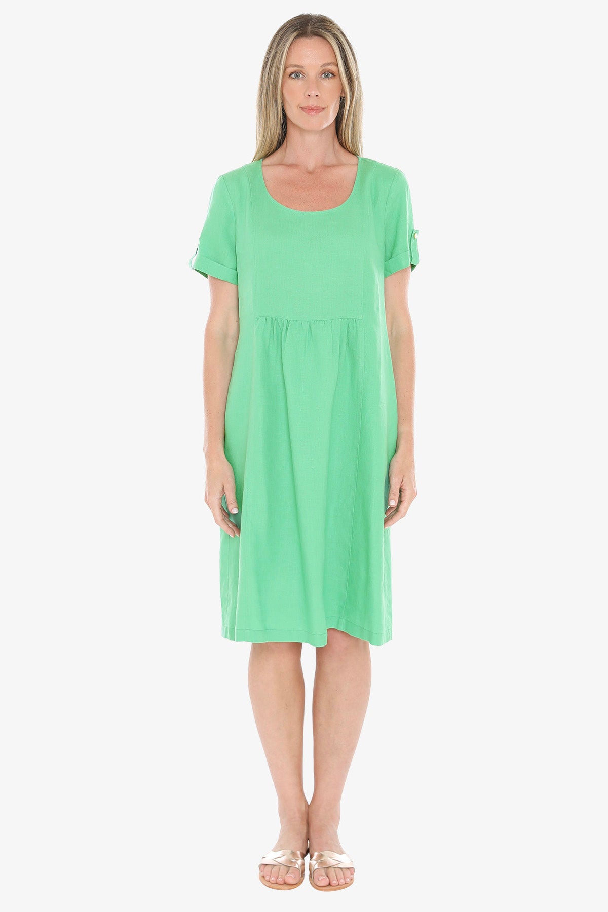 Womens Gather Waist Dress Green 596j5097a