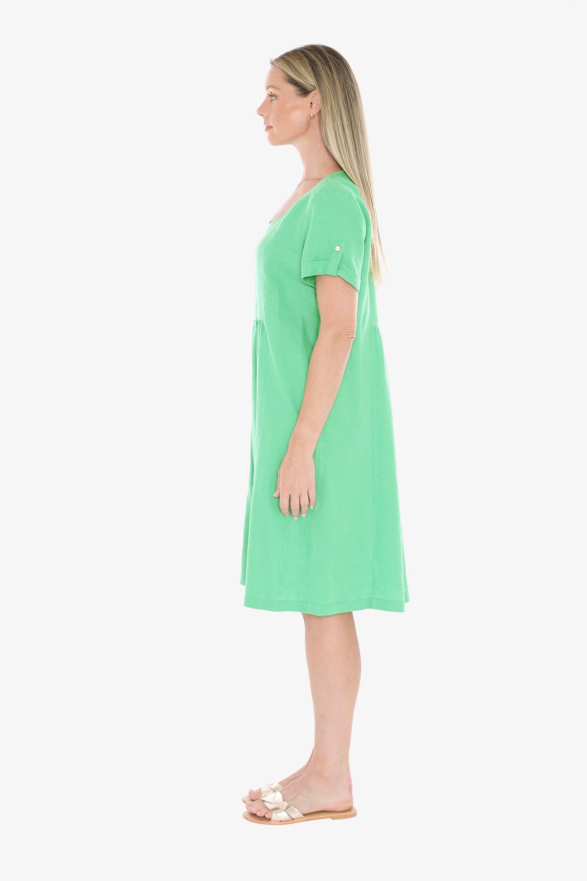 Womens Gather Waist Dress Green 596j5097a