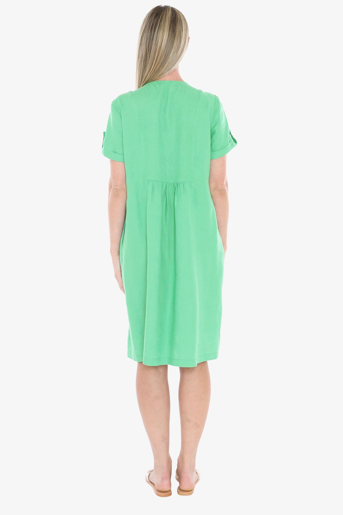 Womens Gather Waist Dress Green 596j5097a