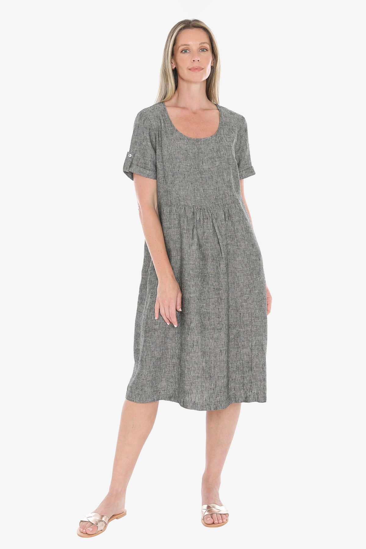 Womens Gather Waist Dress Grey 596j5097a