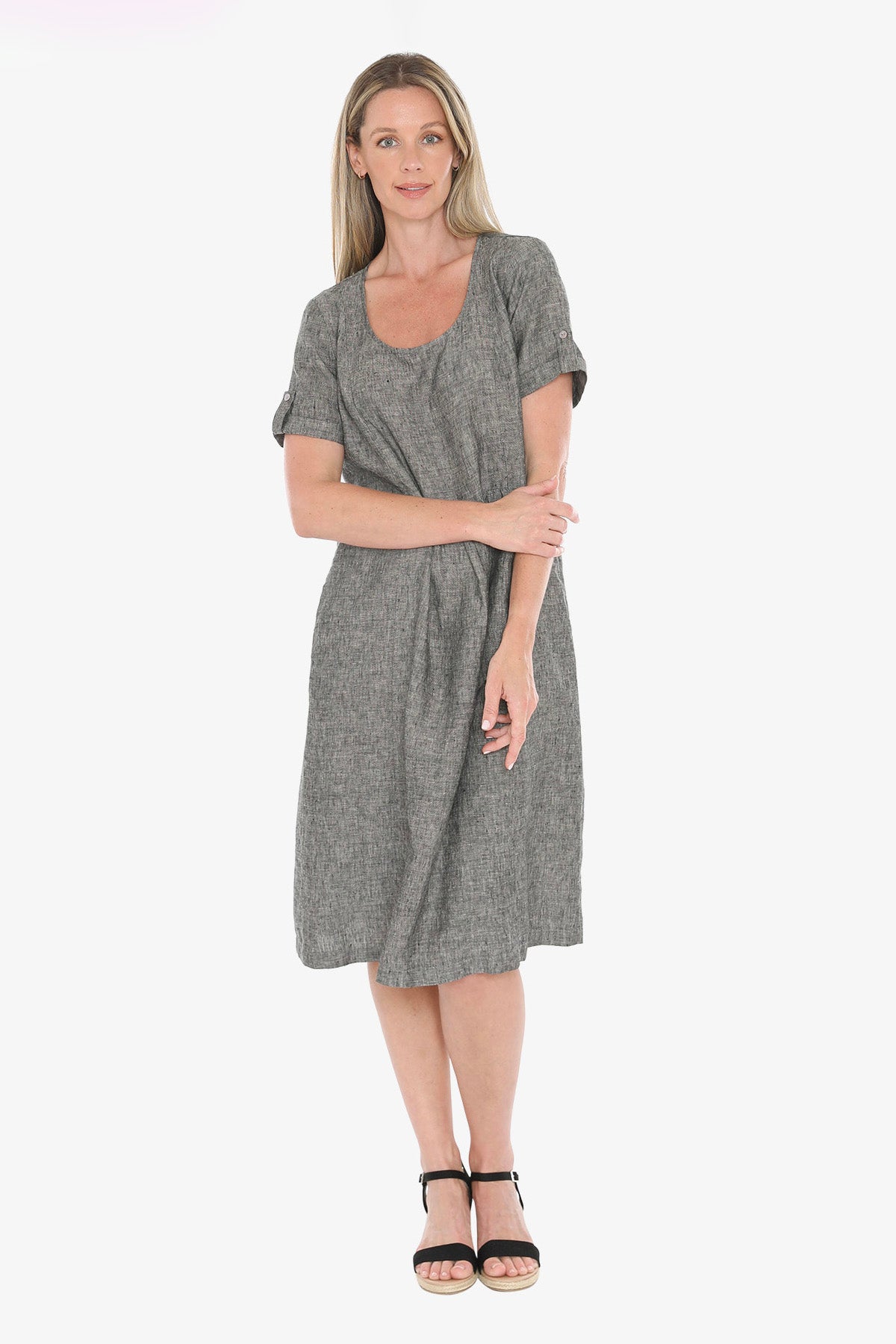 Womens Gather Waist Dress Grey 596j5097a