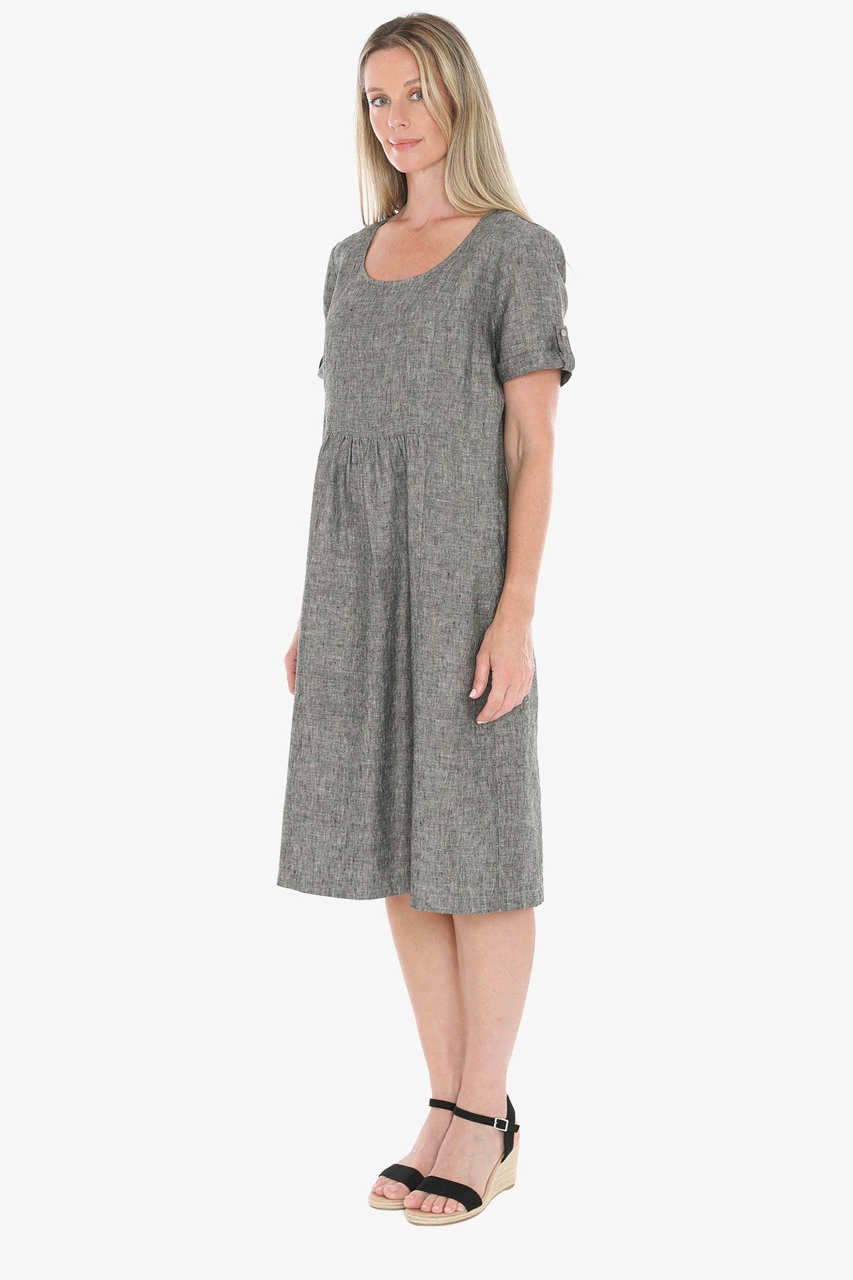 Womens Gather Waist Dress Grey 596j5097a
