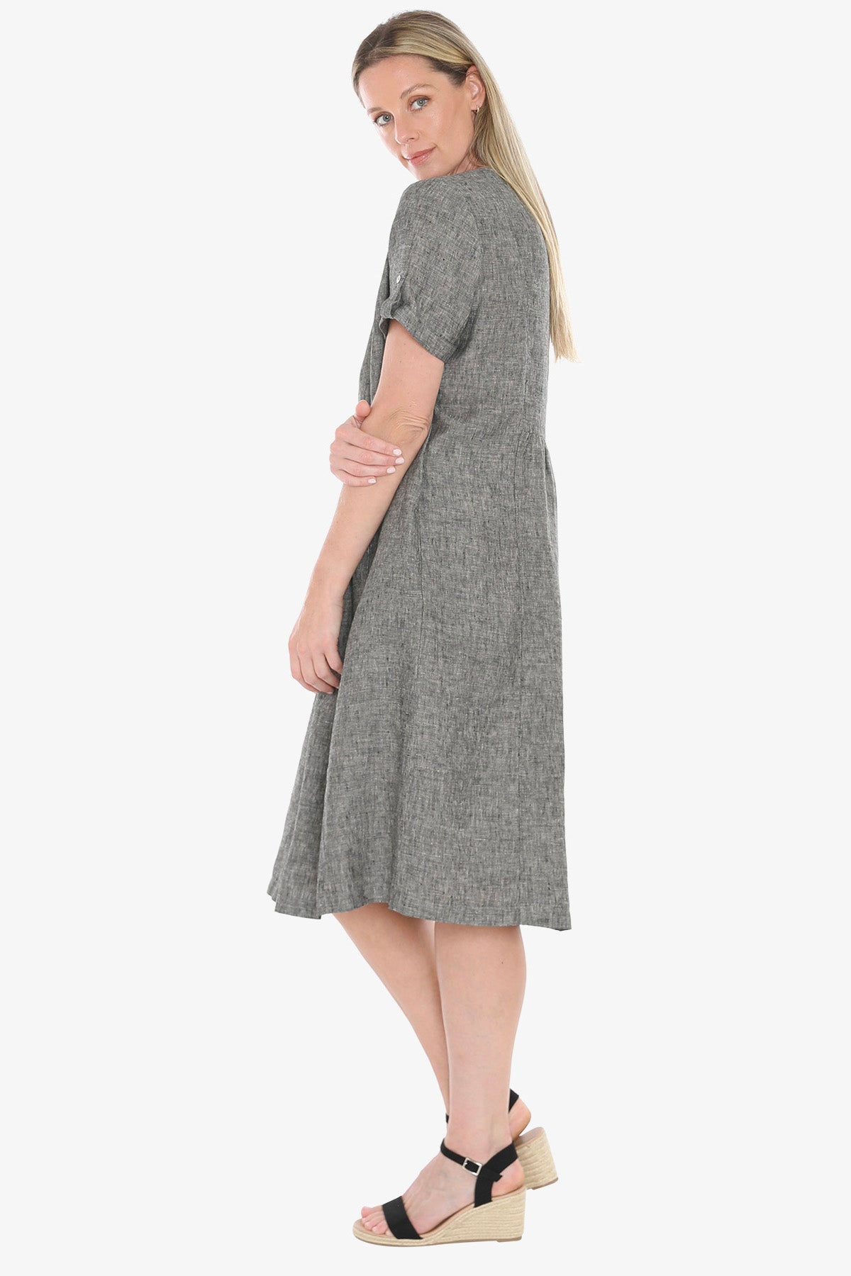 Womens Gather Waist Dress Grey 596j5097a