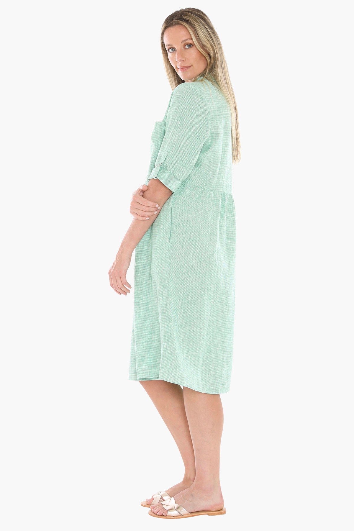 Womens Mini Check Dress Green 596j5114a