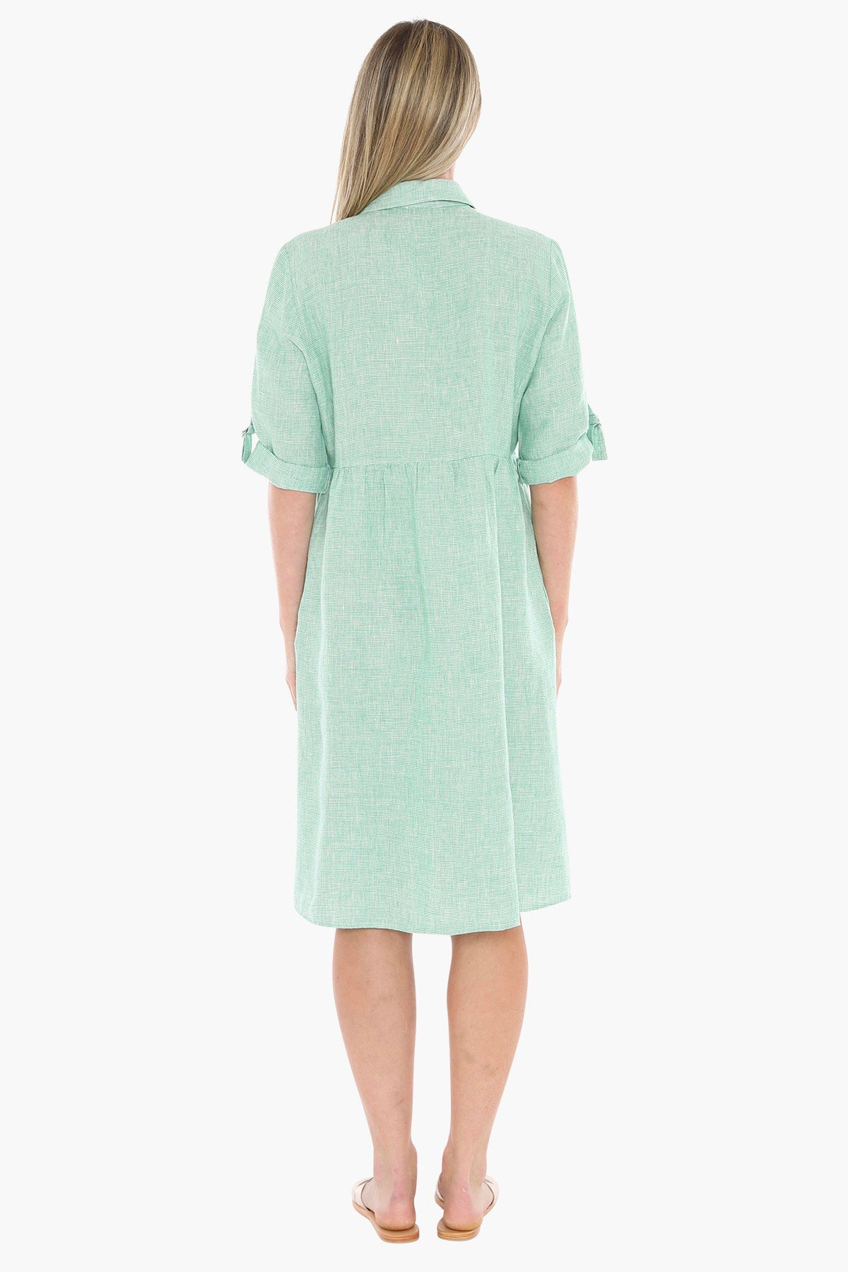 Womens Mini Check Dress Green 596j5114a