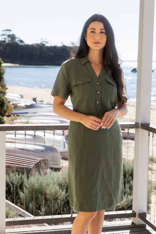 Womens 2 Pocket Dress Green 596j5132a