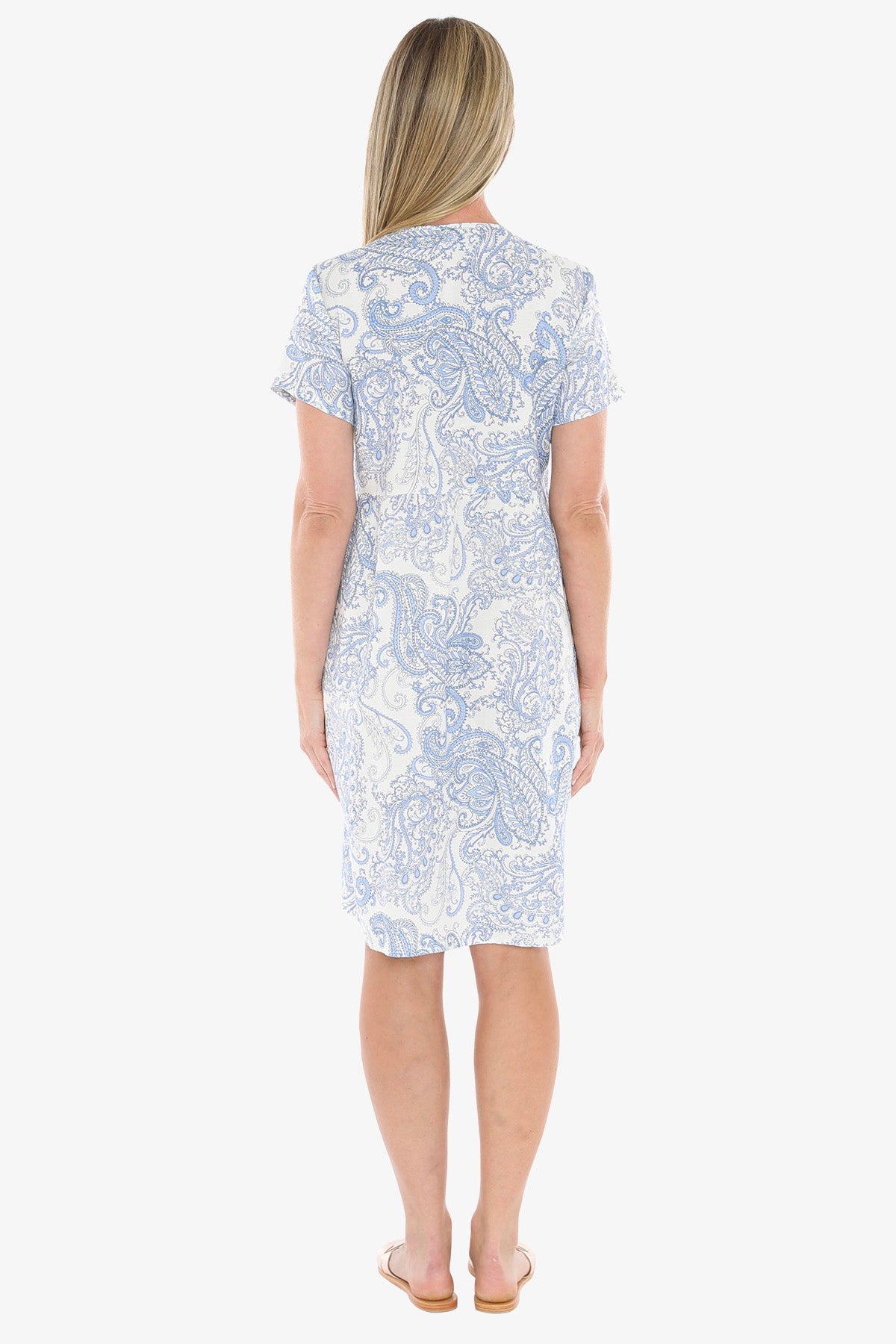 Womens Mykonos Button Dress Blue 596j5138a