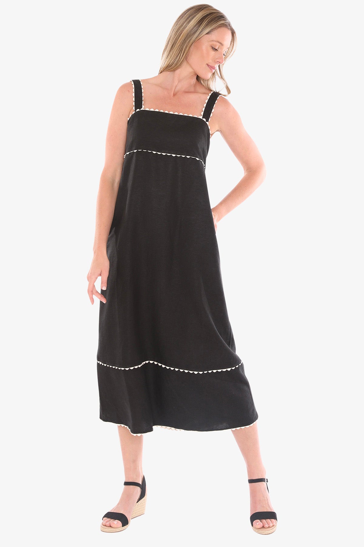 Womens Ric Rac Maxi Dress Black 596j5158a