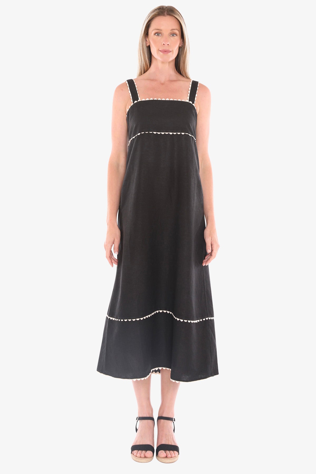 Womens Ric Rac Maxi Dress Black 596j5158a