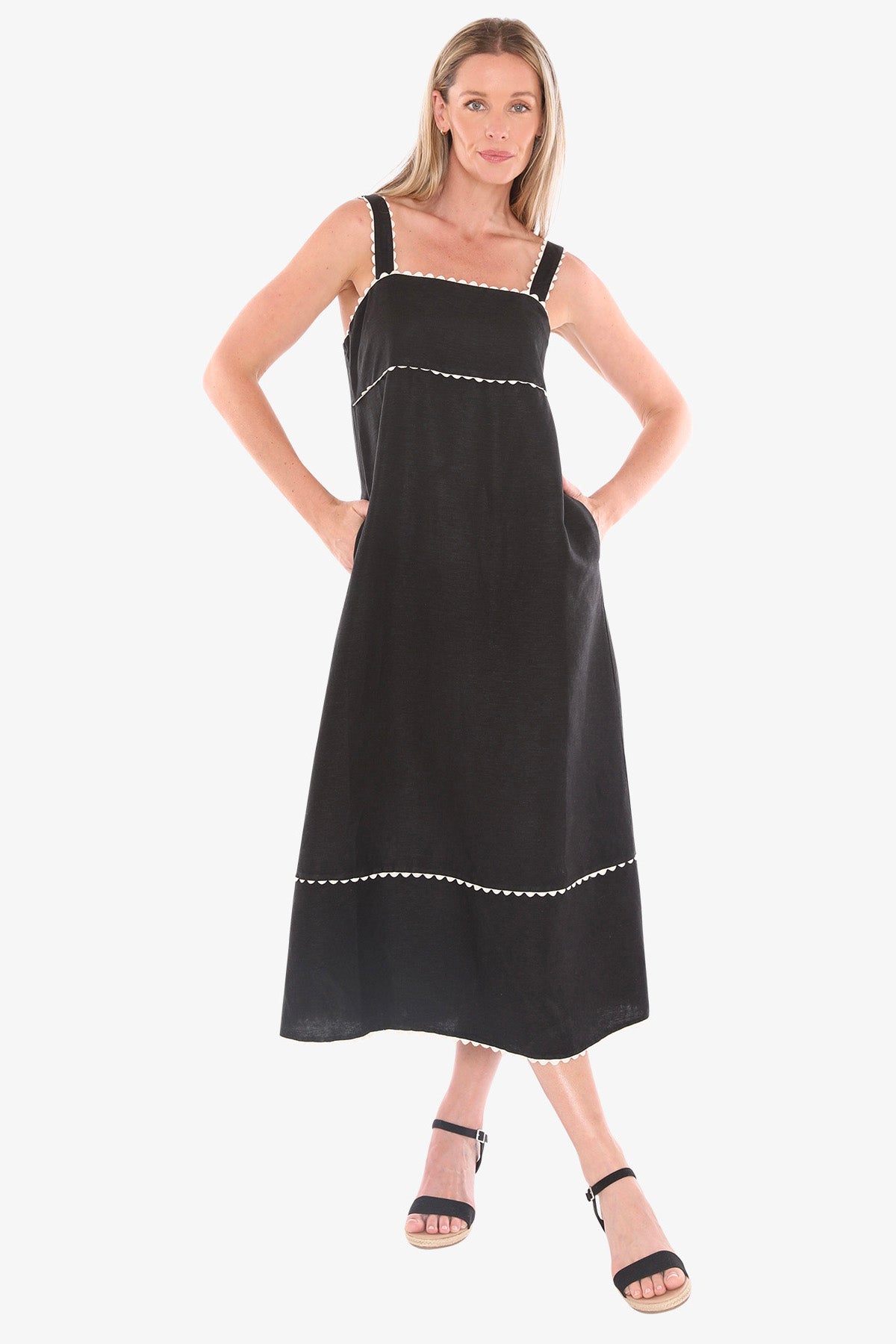 Womens Ric Rac Maxi Dress Black 596j5158a