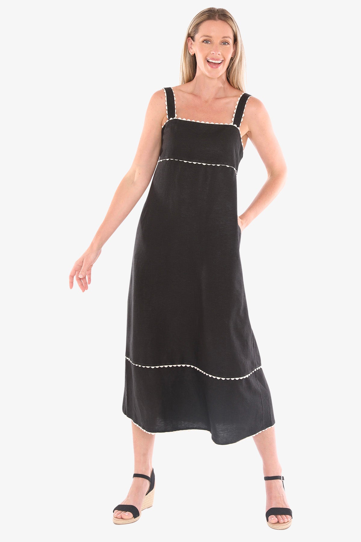 Womens Ric Rac Maxi Dress Black 596j5158a