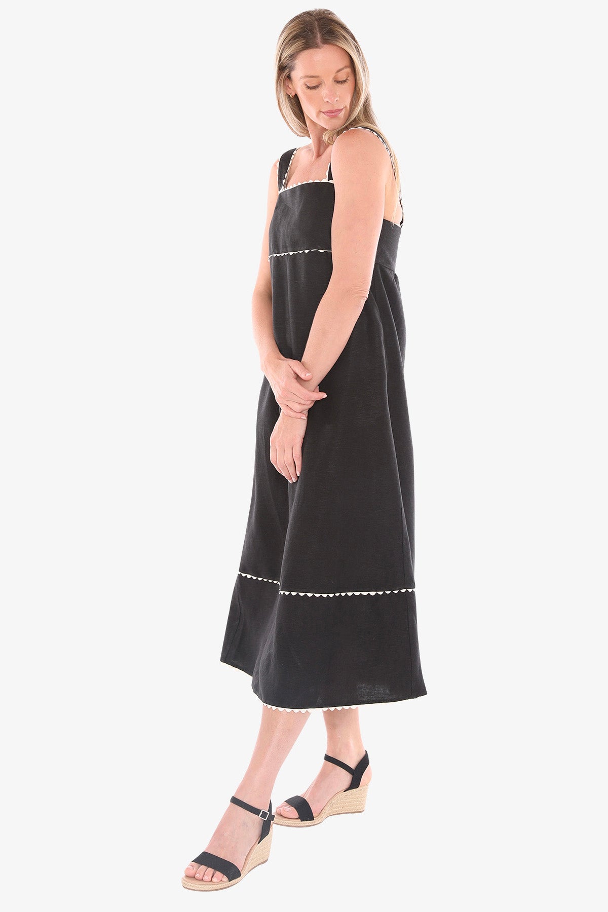 Womens Ric Rac Maxi Dress Black 596j5158a