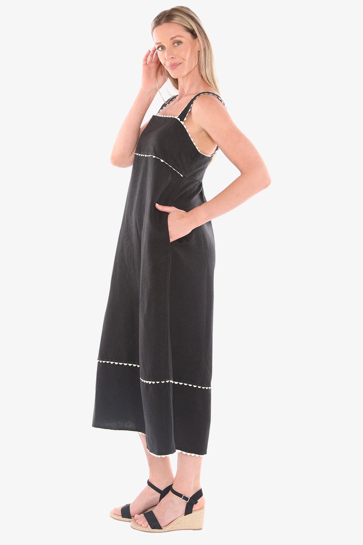 Womens Ric Rac Maxi Dress Black 596j5158a