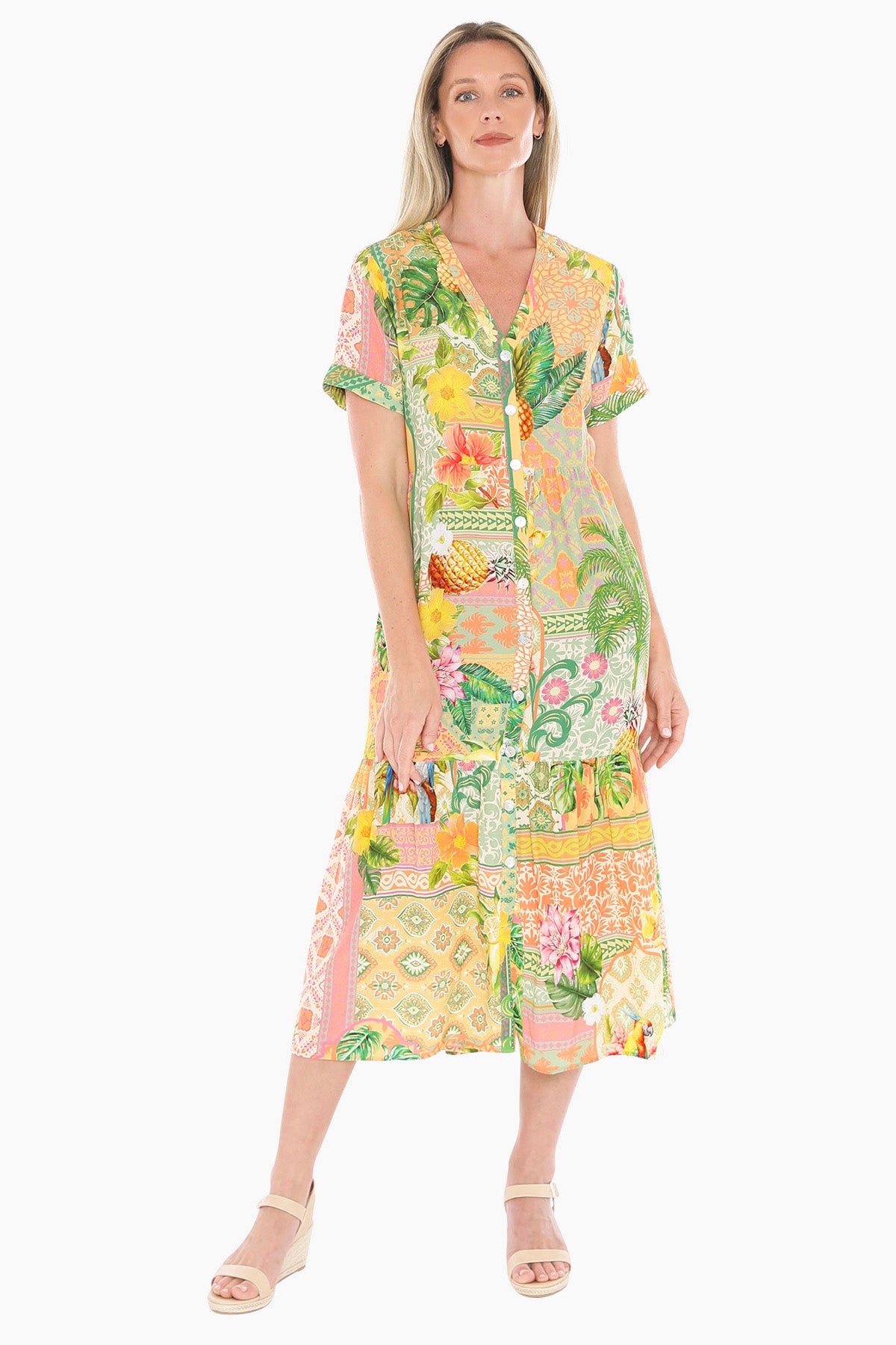 Womens Pina Colada Tiered Dress Multicolor 596j5161a