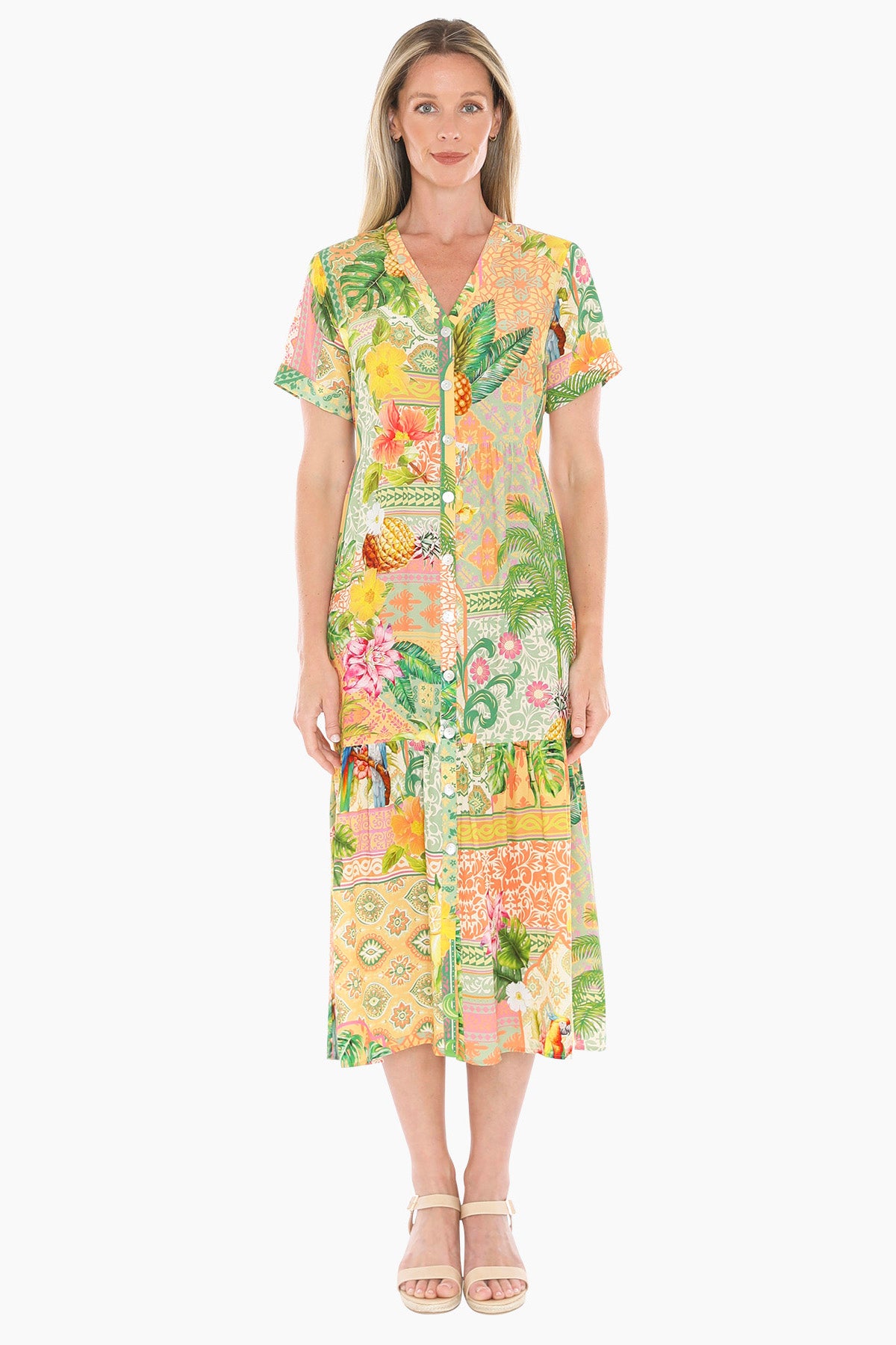 Womens Pina Colada Tiered Dress Multicolor 596j5161a