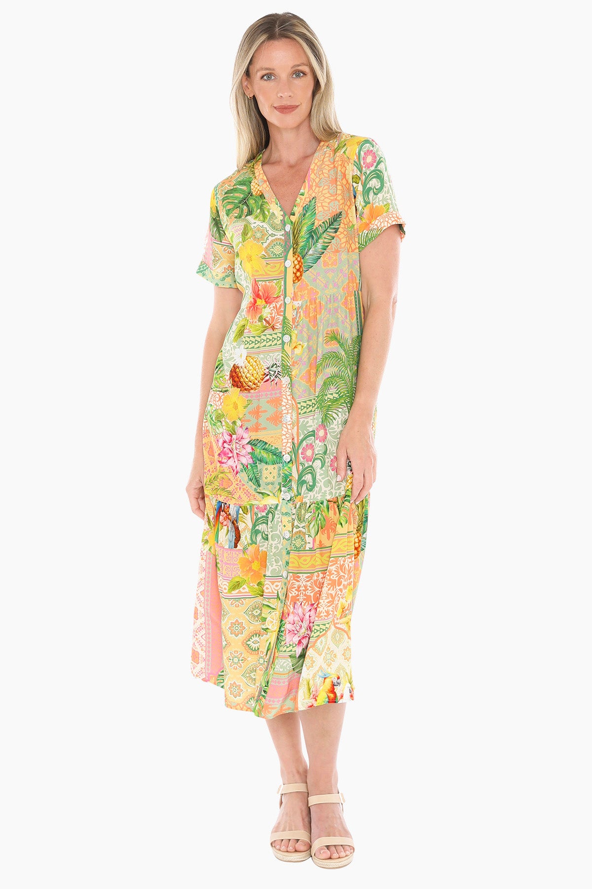 Womens Pina Colada Tiered Dress Multicolor 596j5161a