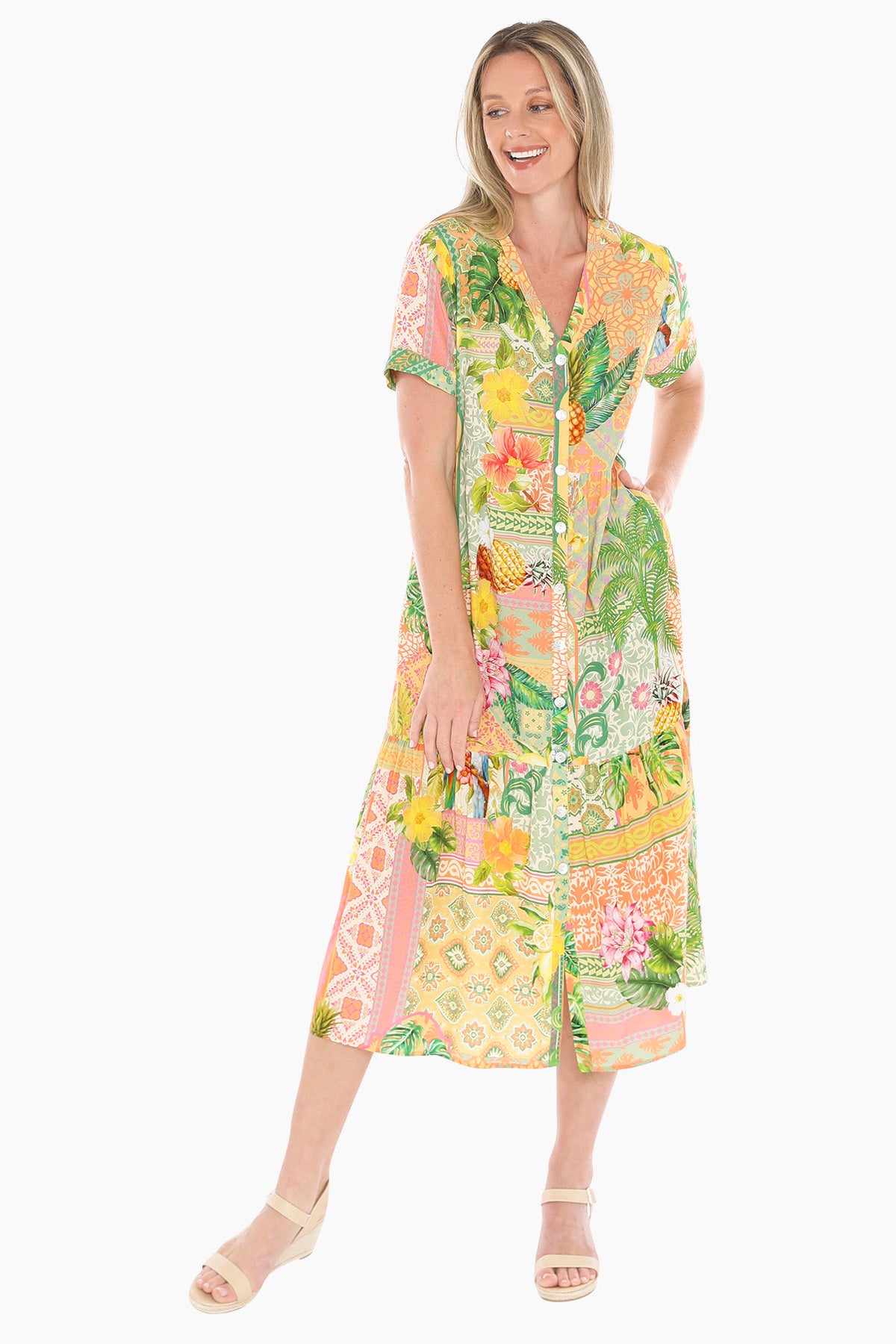 Womens Pina Colada Tiered Dress Multicolor 596j5161a