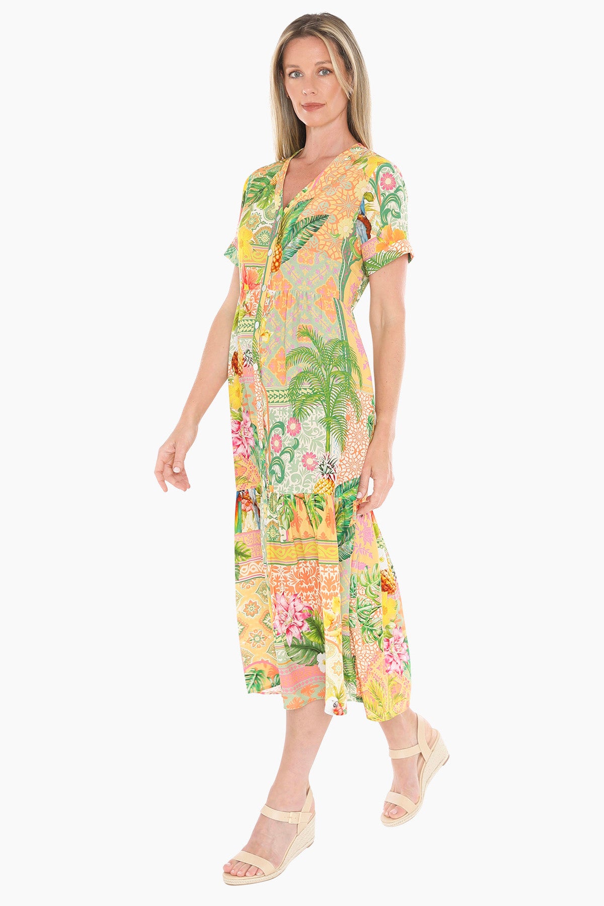 Womens Pina Colada Tiered Dress Multicolor 596j5161a