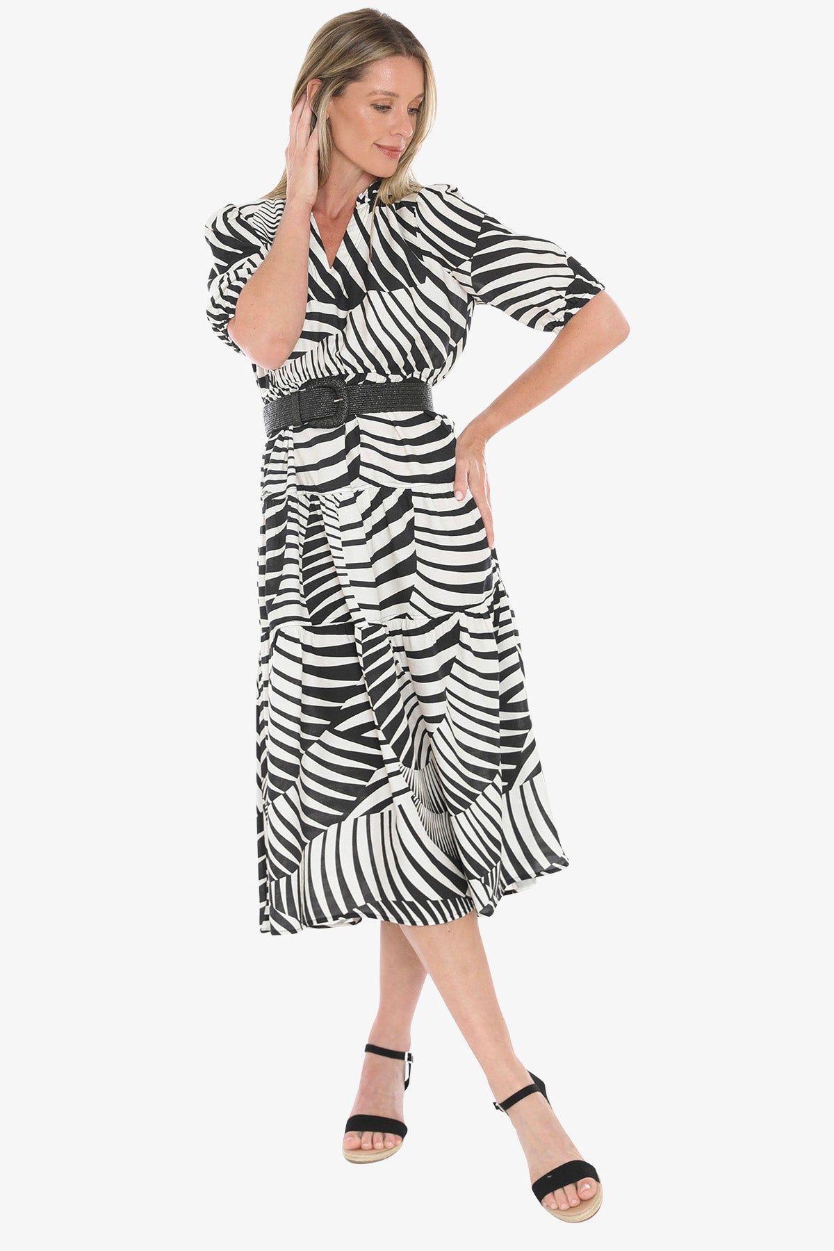 Womens Abstract Fern Dress Multicolor 596j5178a