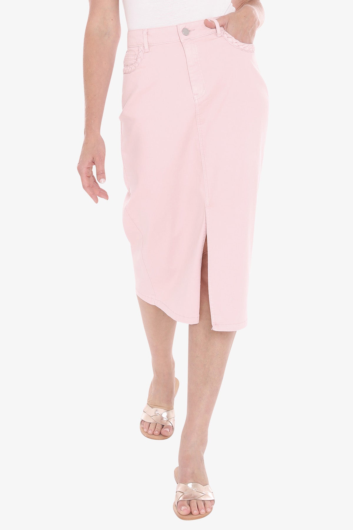 Womens Plait Pocket Skirt Pink 596j6131a