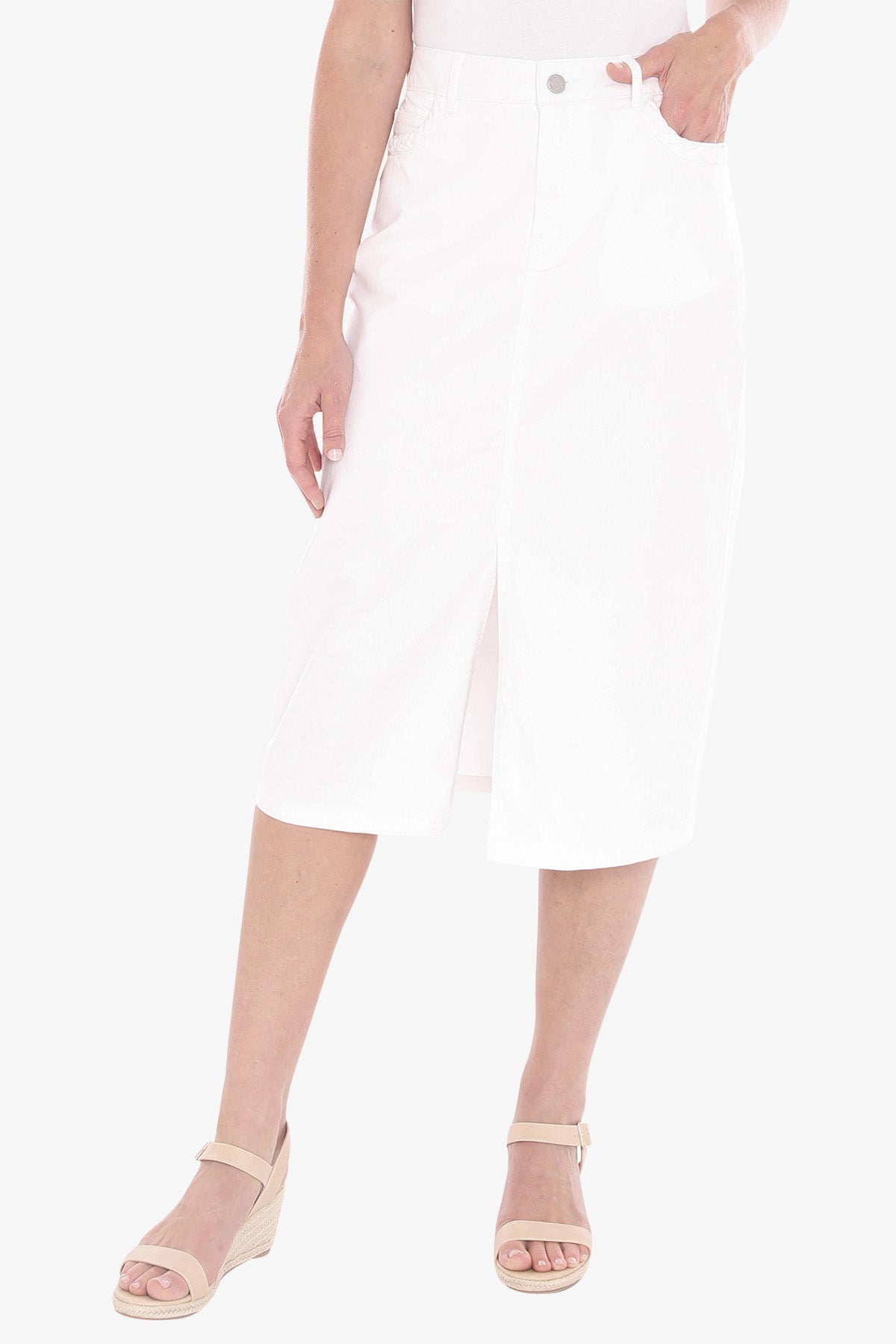 Womens Plait Pocket Skirt White 596j6131a