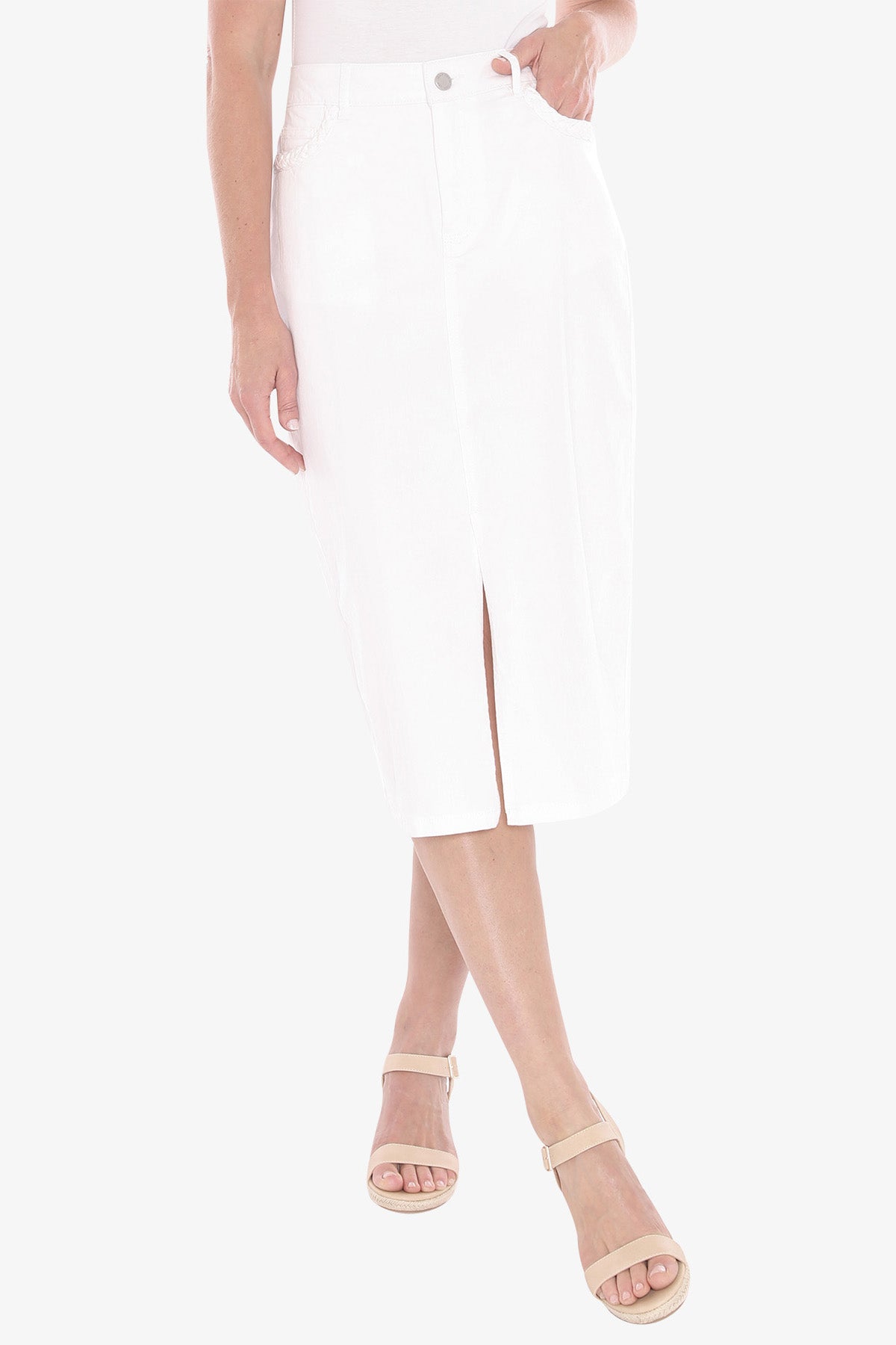 Womens Plait Pocket Skirt White 596j6131a