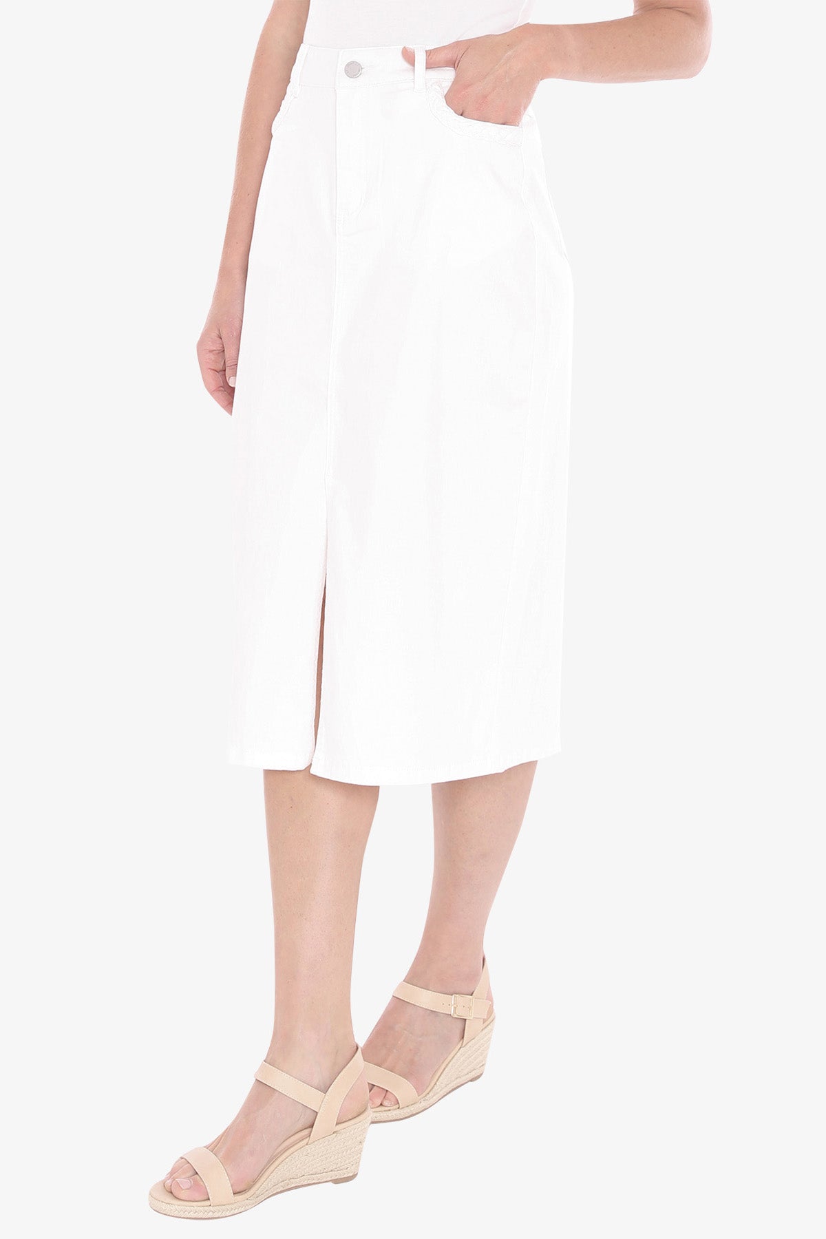 Womens Plait Pocket Skirt White 596j6131a