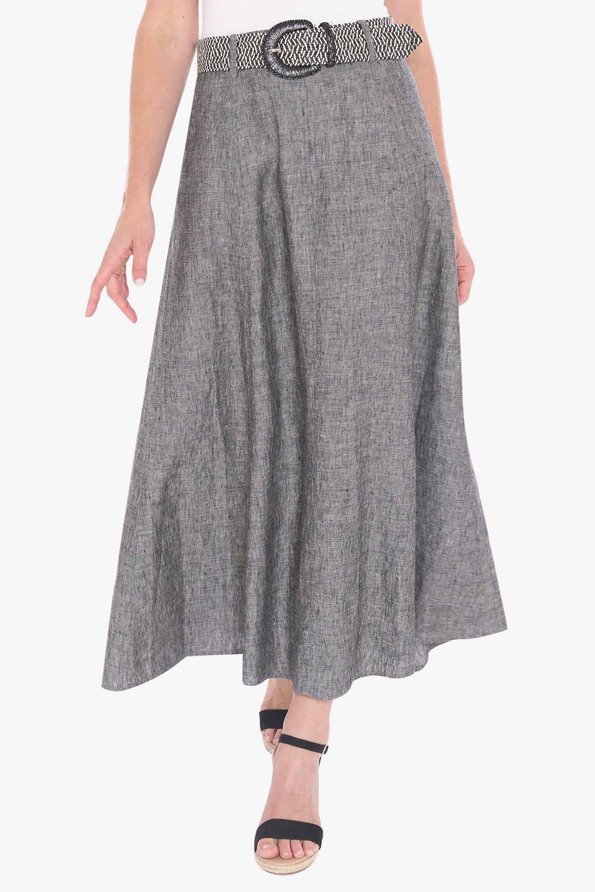 Womens Belted Panel Skirt Grey 596j6135a